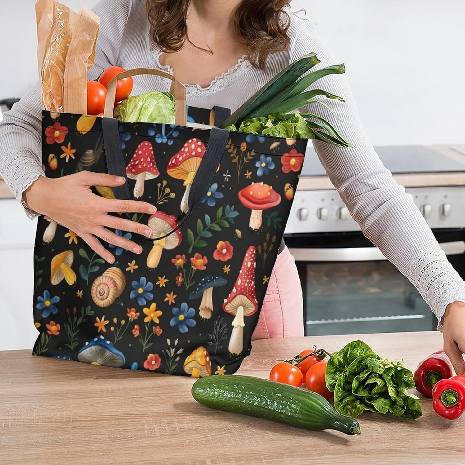 Canvas Tote Bag Large Women Casual Shoulder Bag Handbag Reusable Beach Shopping Grocery Bag For Outdoors