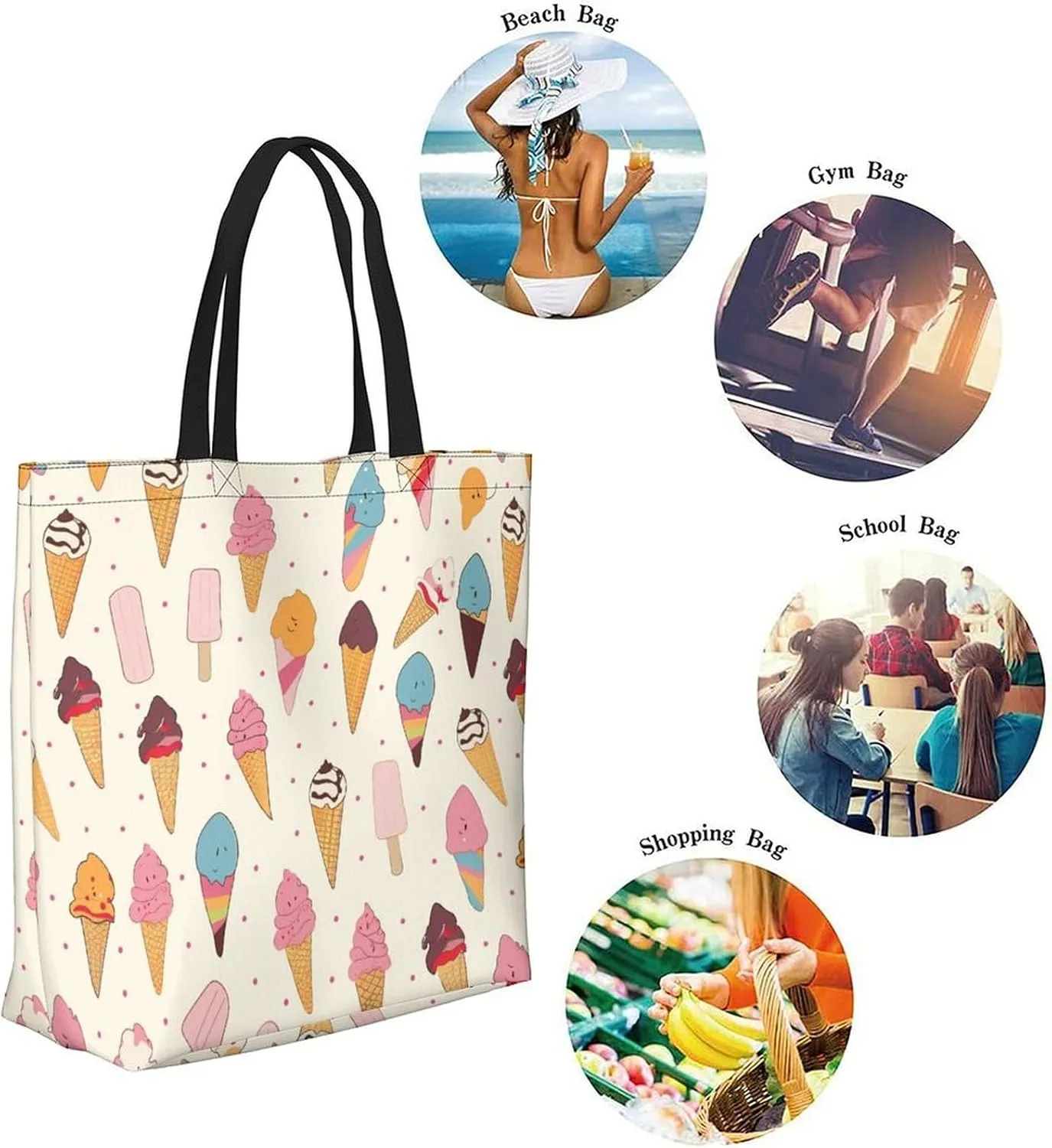 Canvas Tote Bag Large Women Casual Shoulder Bag Handbag Reusable Beach Shopping Grocery Bag For Outdoors
