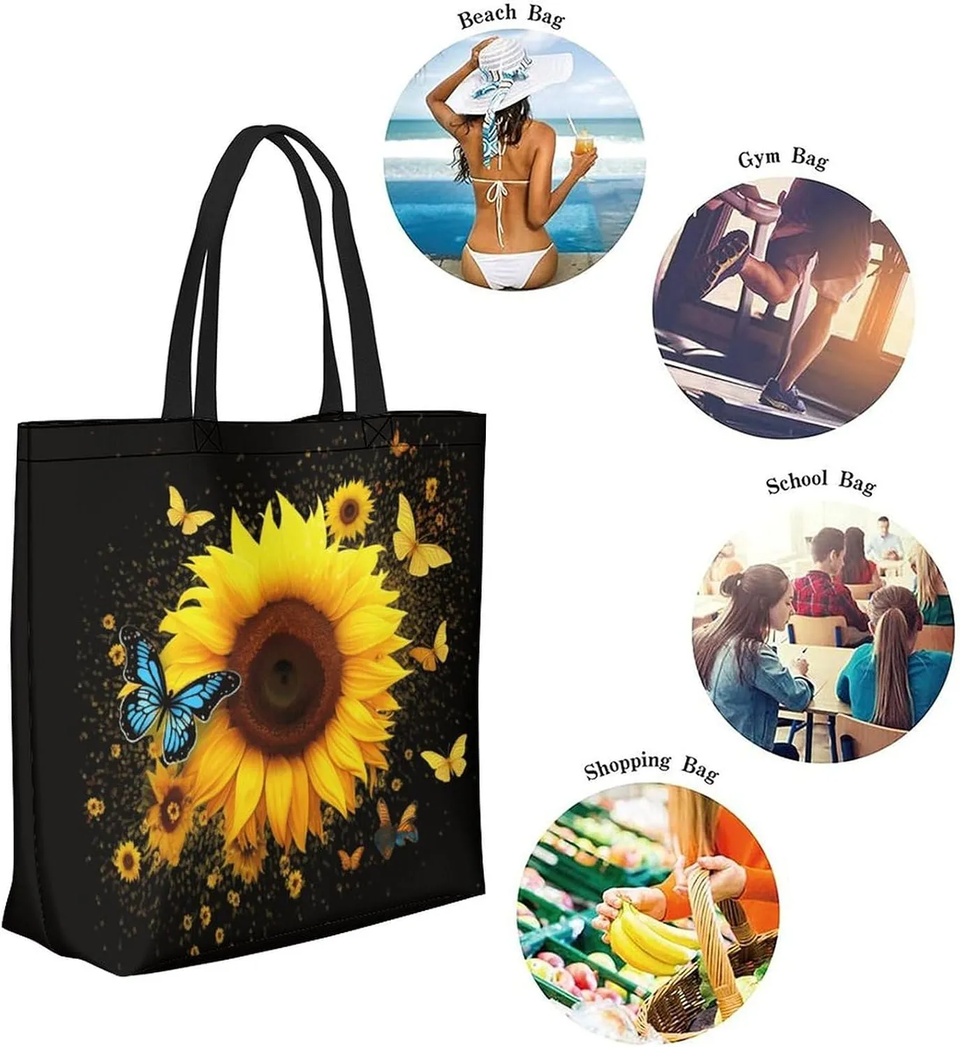 Canvas Tote Bag Large Women Casual Shoulder Bag Handbag Reusable Beach Shopping Grocery Bag For Outdoors