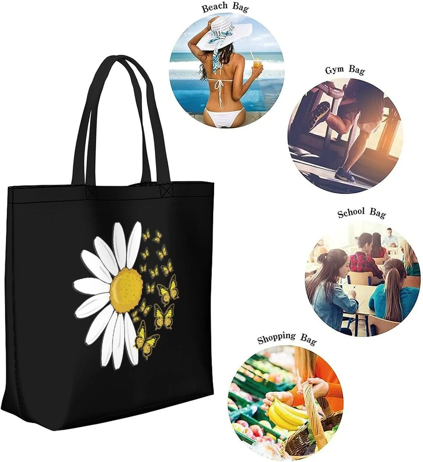 Canvas Tote Bag Large Women Casual Shoulder Bag Handbag Reusable Beach Shopping Grocery Bag For Outdoors