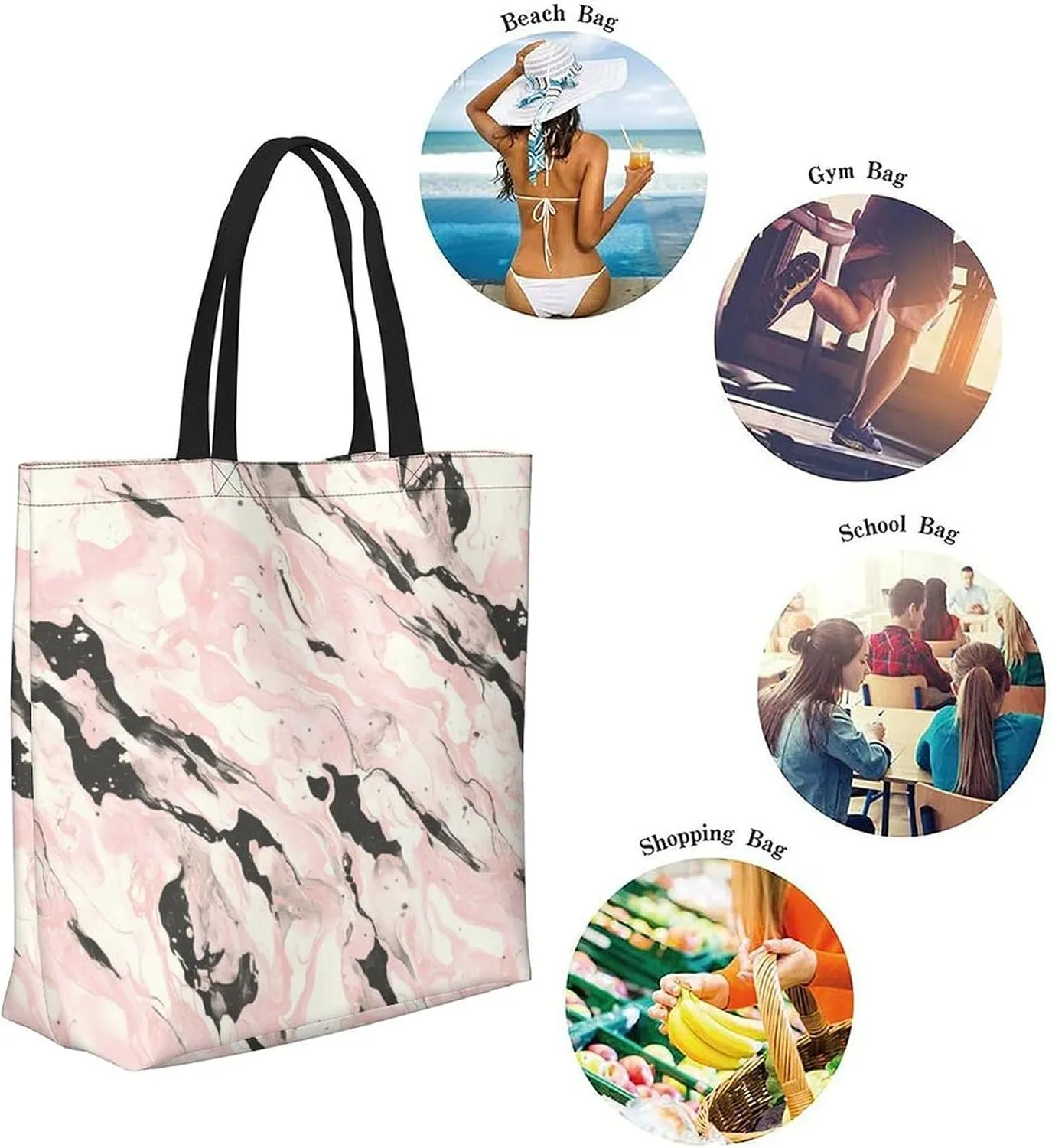 Canvas Tote Bag Large Women Casual Shoulder Bag Handbag Reusable Beach Shopping Grocery Bag For Outdoors