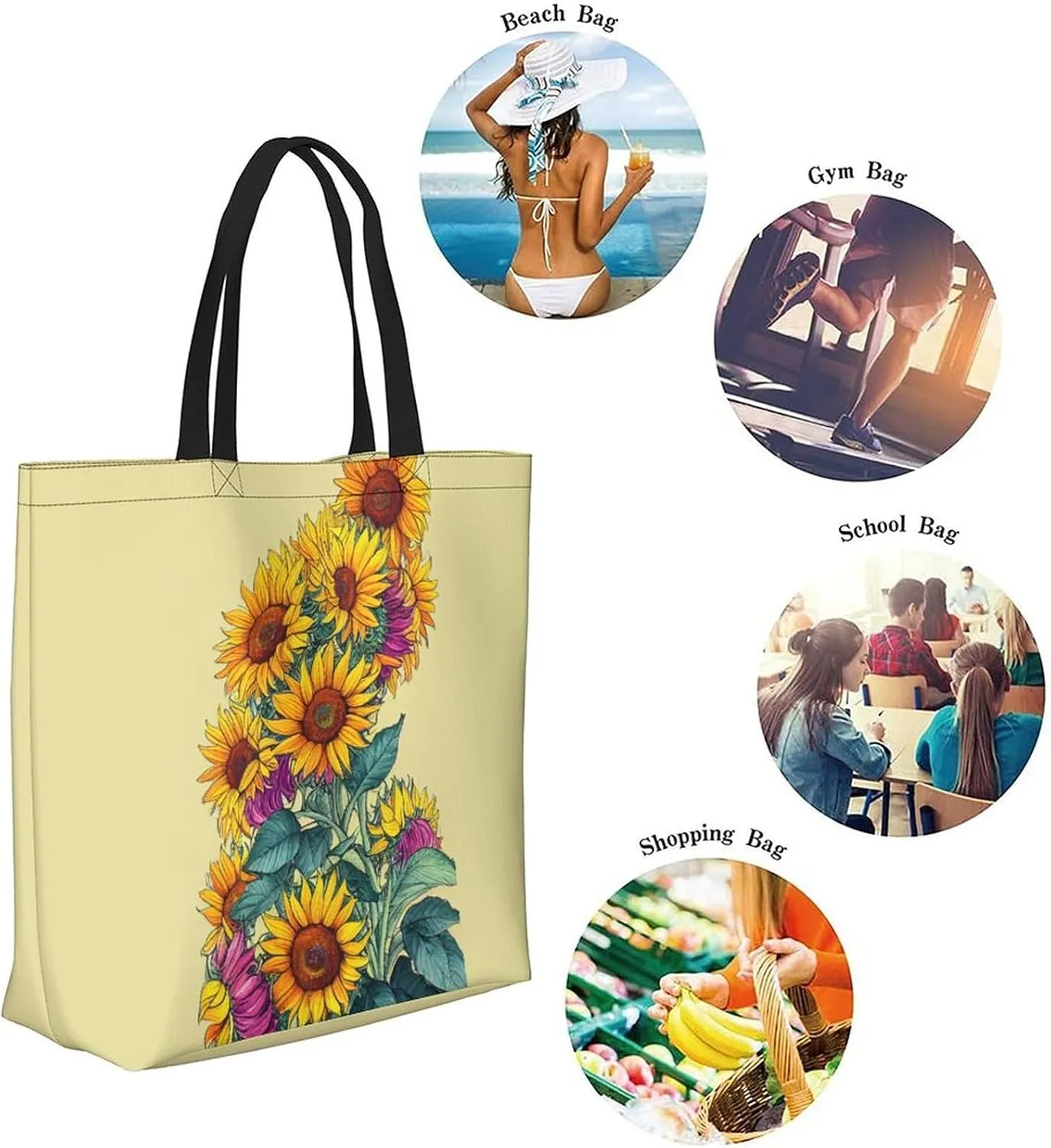 Canvas Tote Bag Large Women Casual Shoulder Bag Handbag Reusable Beach Shopping Grocery Bag For Outdoors