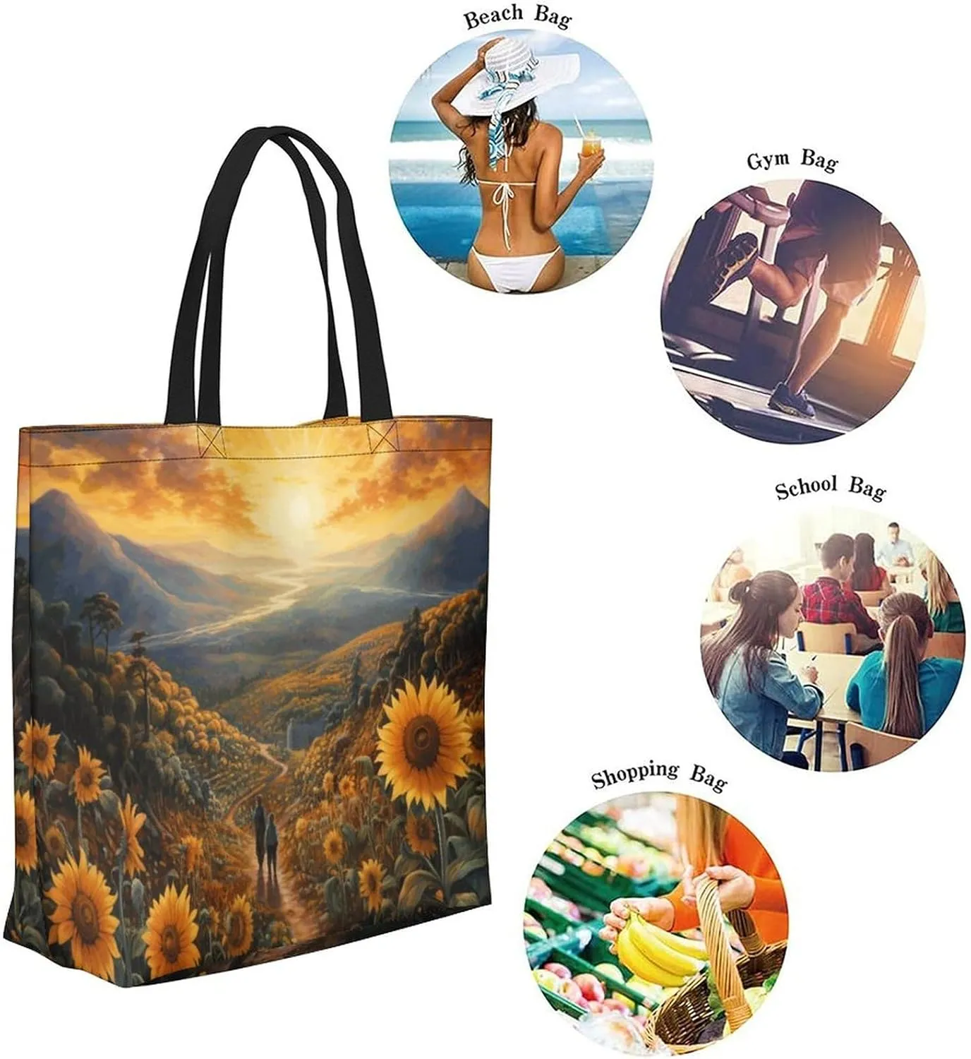 Canvas Tote Bag Large Women Casual Shoulder Bag Handbag Reusable Beach Shopping Grocery Bag For Outdoors