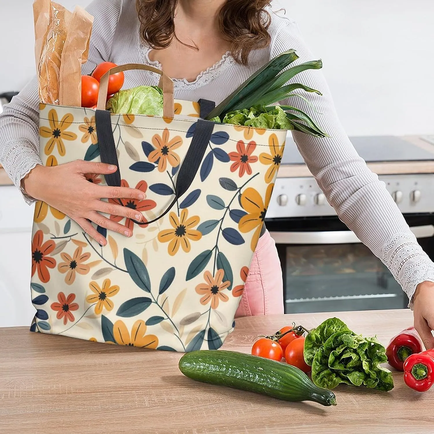 Canvas Tote Bag Large Women Casual Shoulder Bag Handbag Reusable Beach Shopping Grocery Bag For Outdoors
