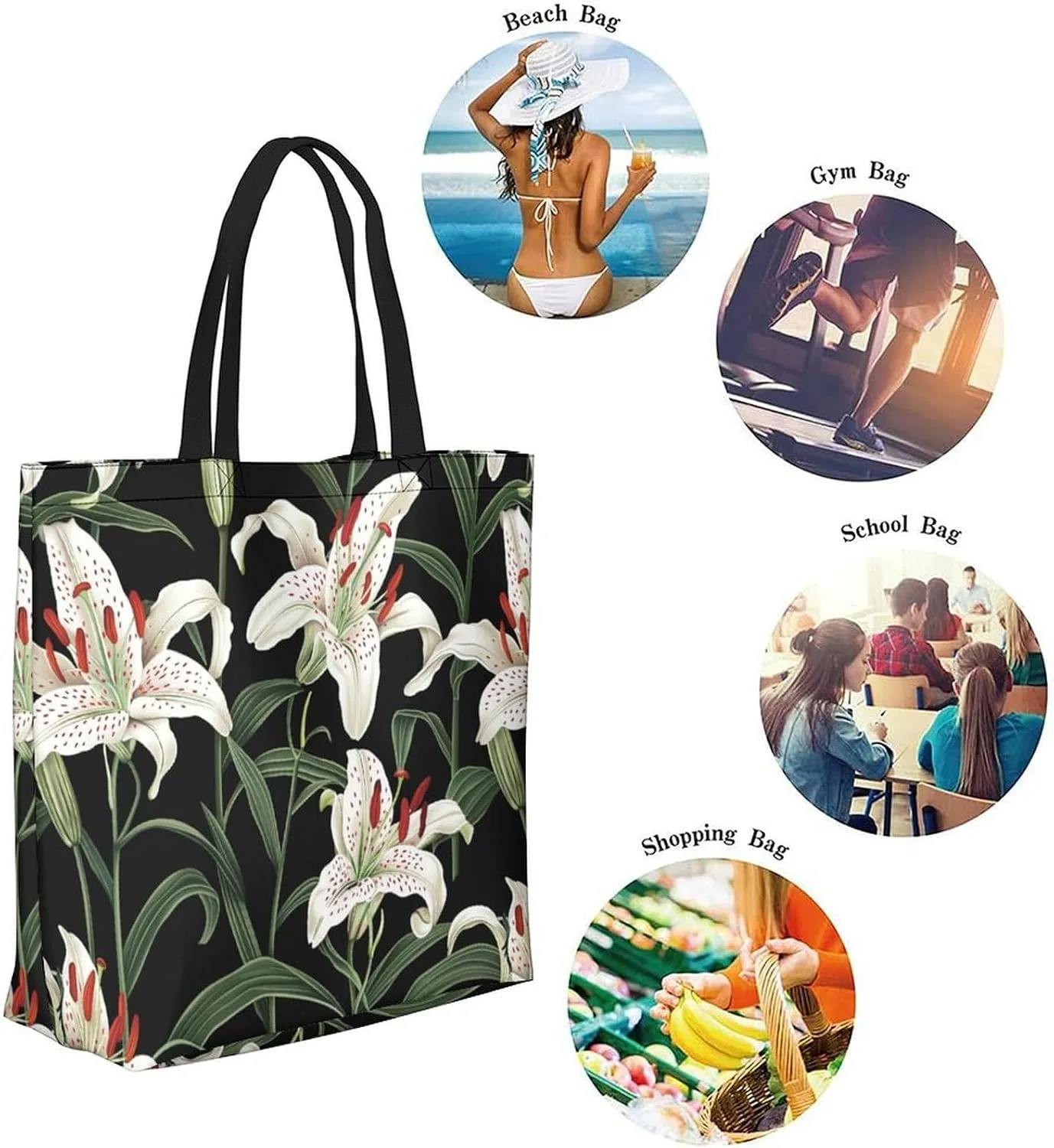 Canvas Tote Bag Large Women Casual Shoulder Bag Handbag Reusable Beach Shopping Grocery Bag For Outdoors