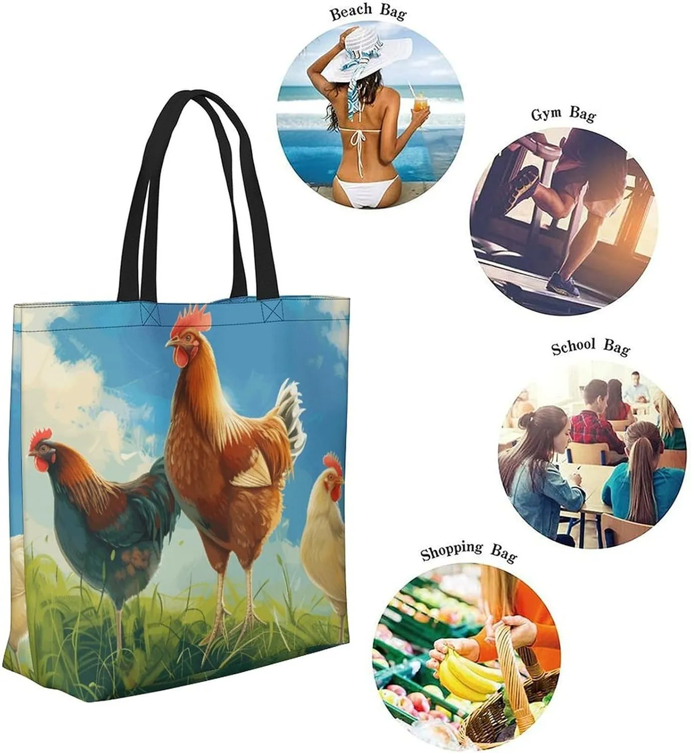 Canvas Tote Bag Large Women Casual Shoulder Bag Handbag Reusable Beach Shopping Grocery Bag For Outdoors