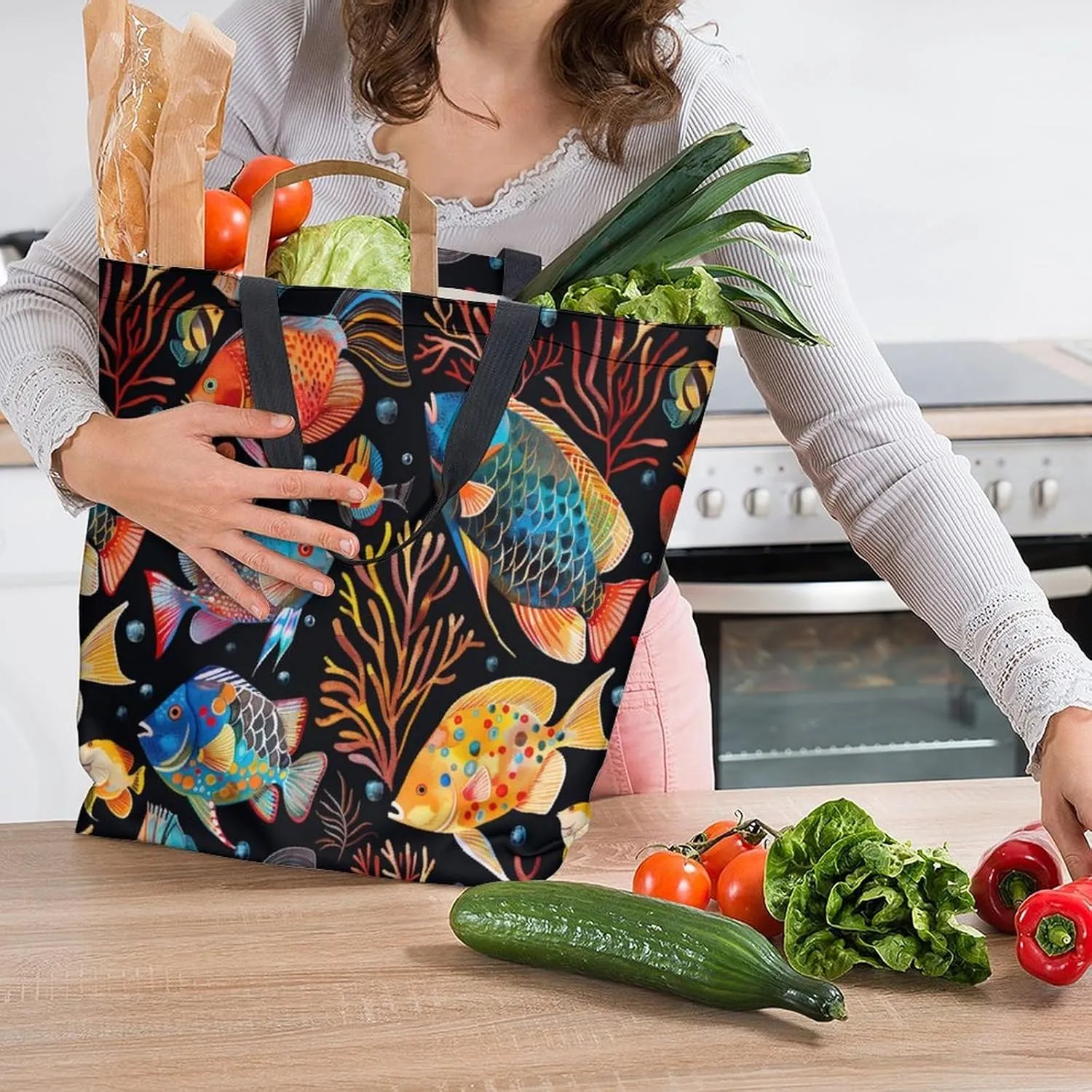 Canvas Tote Bag Large Women Casual Shoulder Bag Handbag Reusable Beach Shopping Grocery Bag For Outdoors