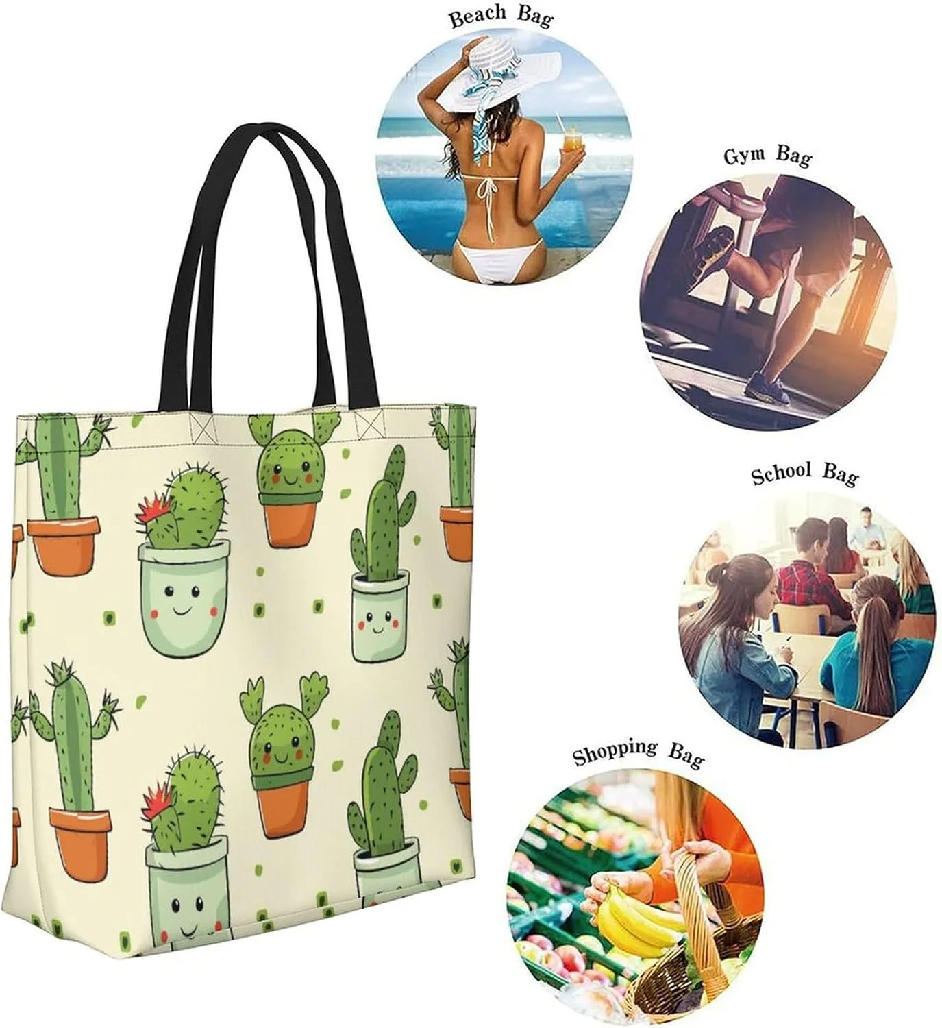 Canvas Tote Bag Large Women Casual Shoulder Bag Handbag Reusable Beach Shopping Grocery Bag For Outdoors