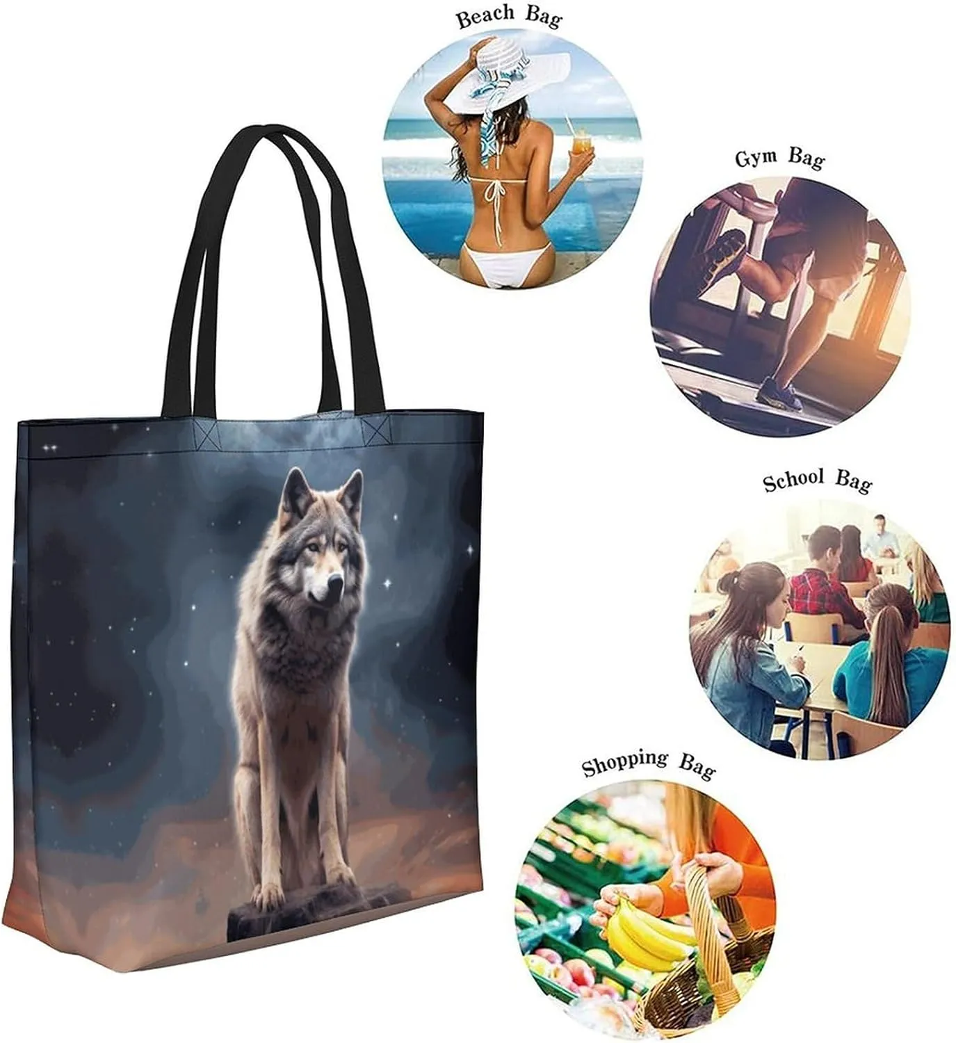 Canvas Tote Bag Large Women Casual Shoulder Bag Handbag Reusable Beach Shopping Grocery Bag For Outdoors