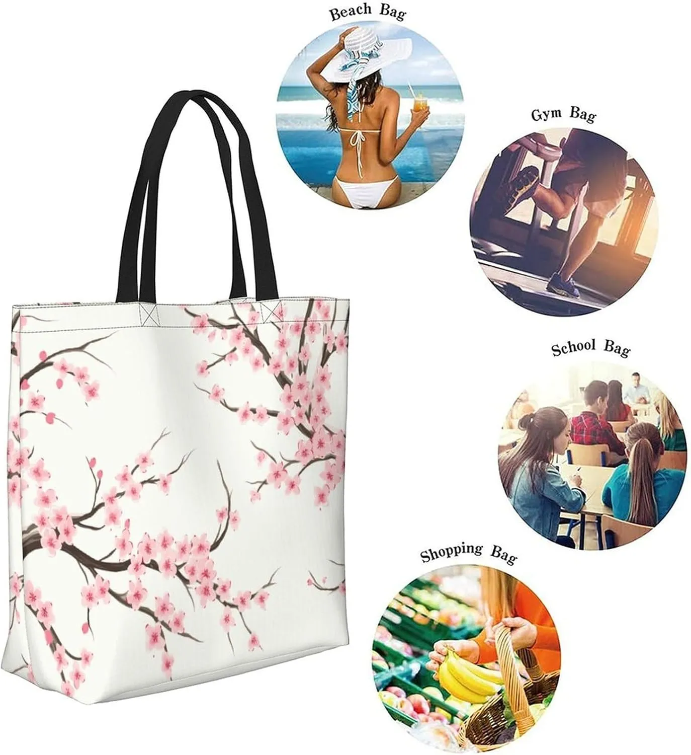 Canvas Tote Bag Large Women Casual Shoulder Bag Handbag Reusable Beach Shopping Grocery Bag For Outdoors