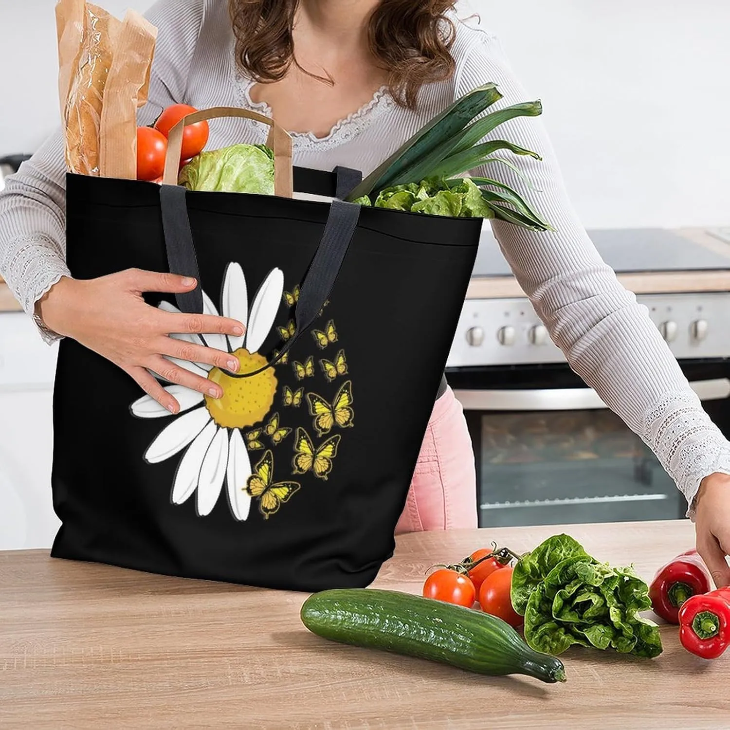 Canvas Tote Bag Large Women Casual Shoulder Bag Handbag Reusable Beach Shopping Grocery Bag For Outdoors