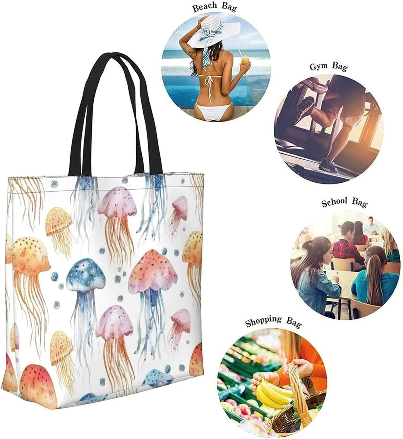 Canvas Tote Bag Large Women Casual Shoulder Bag Handbag Reusable Beach Shopping Grocery Bag For Outdoors