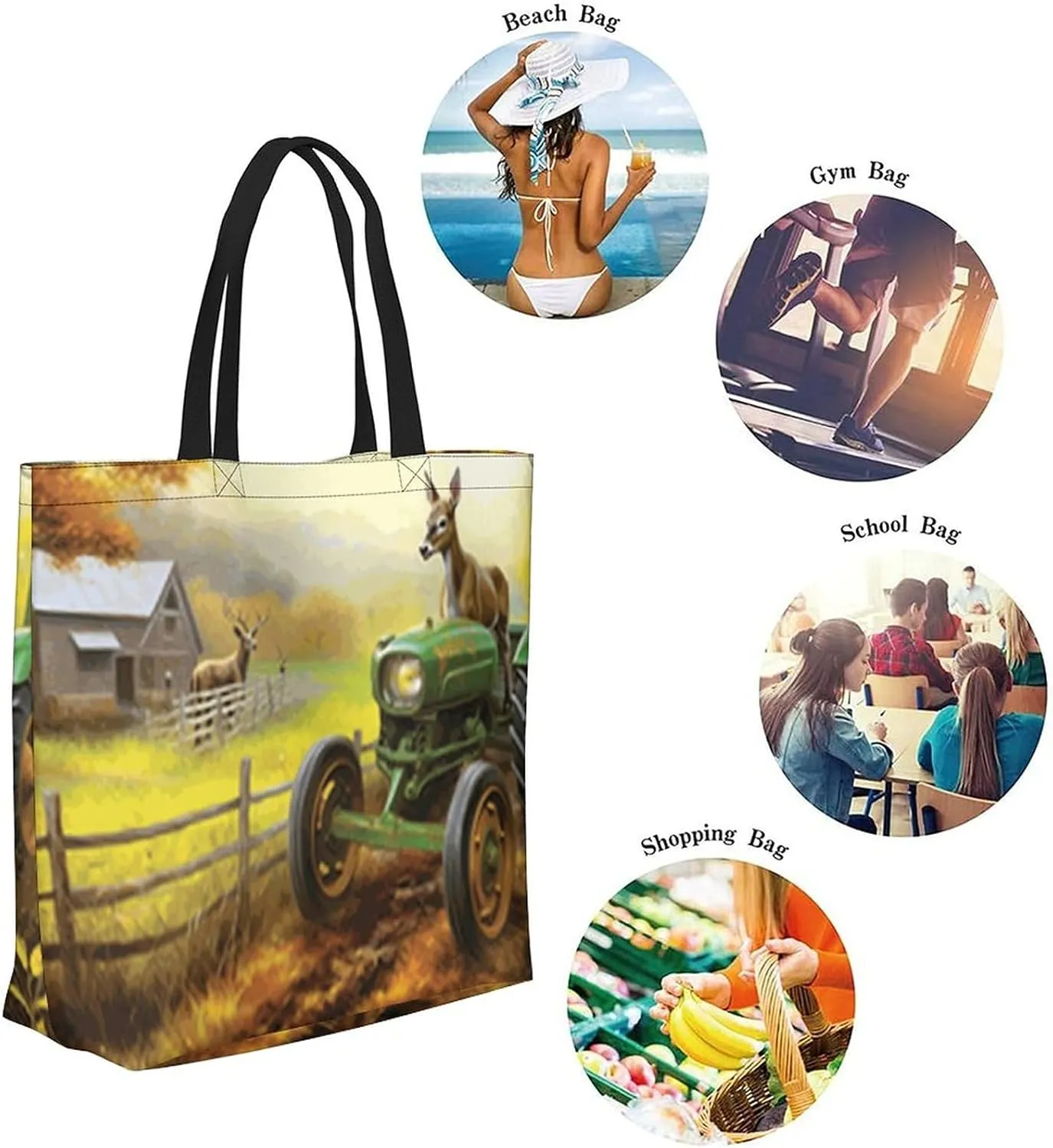 Canvas Tote Bag Large Women Casual Shoulder Bag Handbag Reusable Beach Shopping Grocery Bag For Outdoors