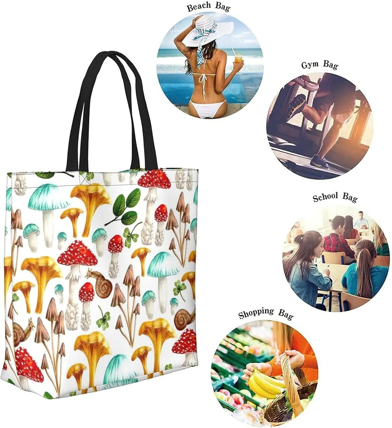 Canvas Tote Bag Large Women Casual Shoulder Bag Handbag Reusable Beach Shopping Grocery Bag For Outdoors