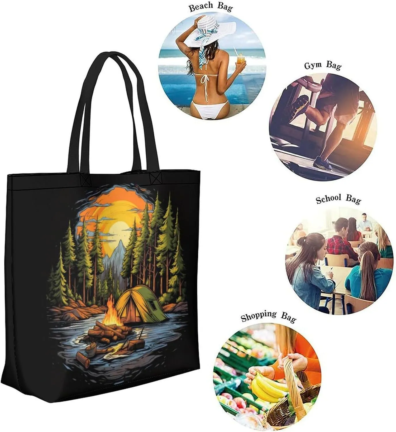 Canvas Tote Bag Large Women Casual Shoulder Bag Handbag Reusable Beach Shopping Grocery Bag For Outdoors