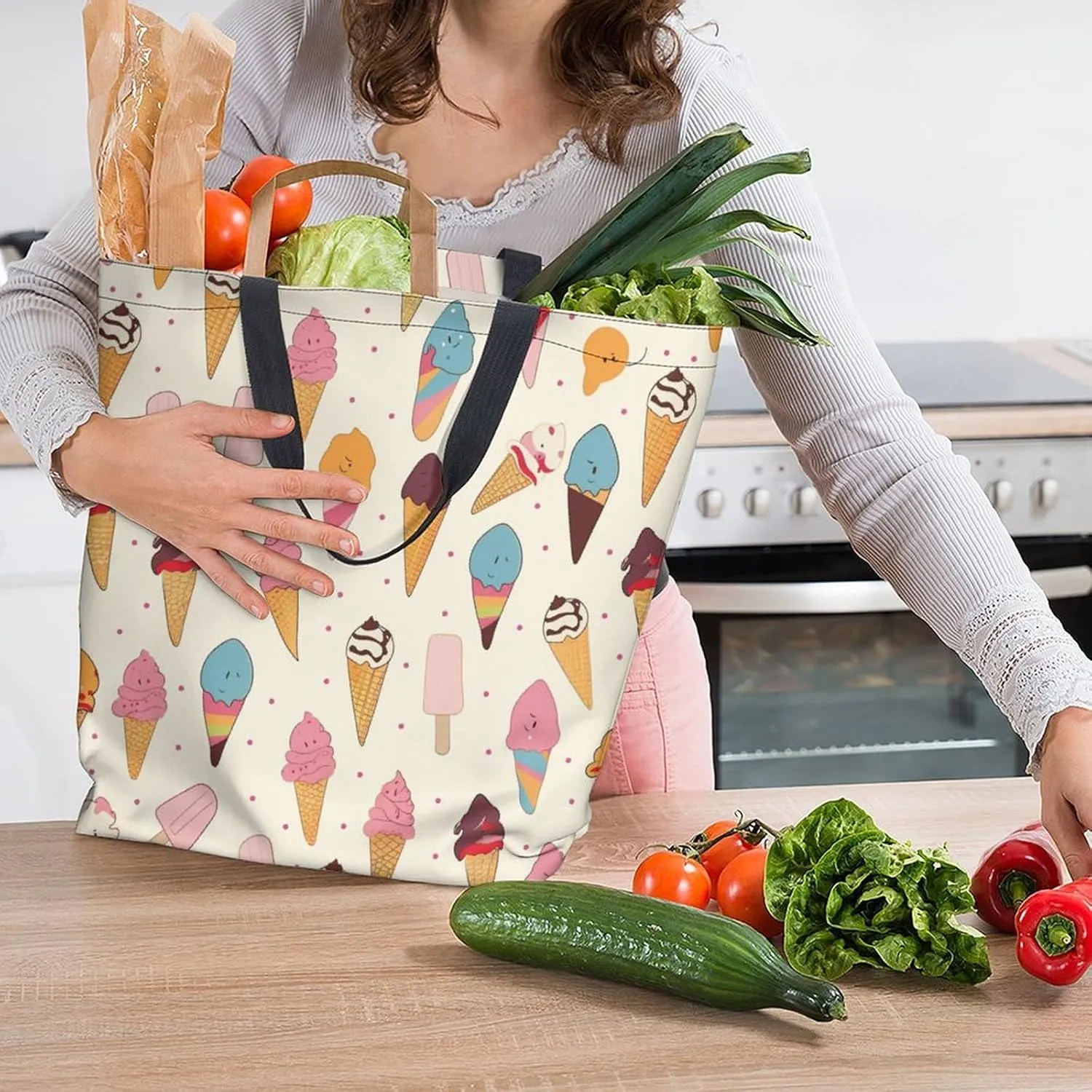 Canvas Tote Bag Large Women Casual Shoulder Bag Handbag Reusable Beach Shopping Grocery Bag For Outdoors