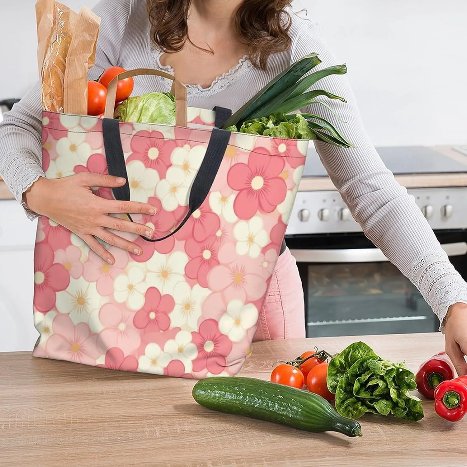 Canvas Tote Bag Large Women Casual Shoulder Bag Handbag Reusable Beach Shopping Grocery Bag For Outdoors
