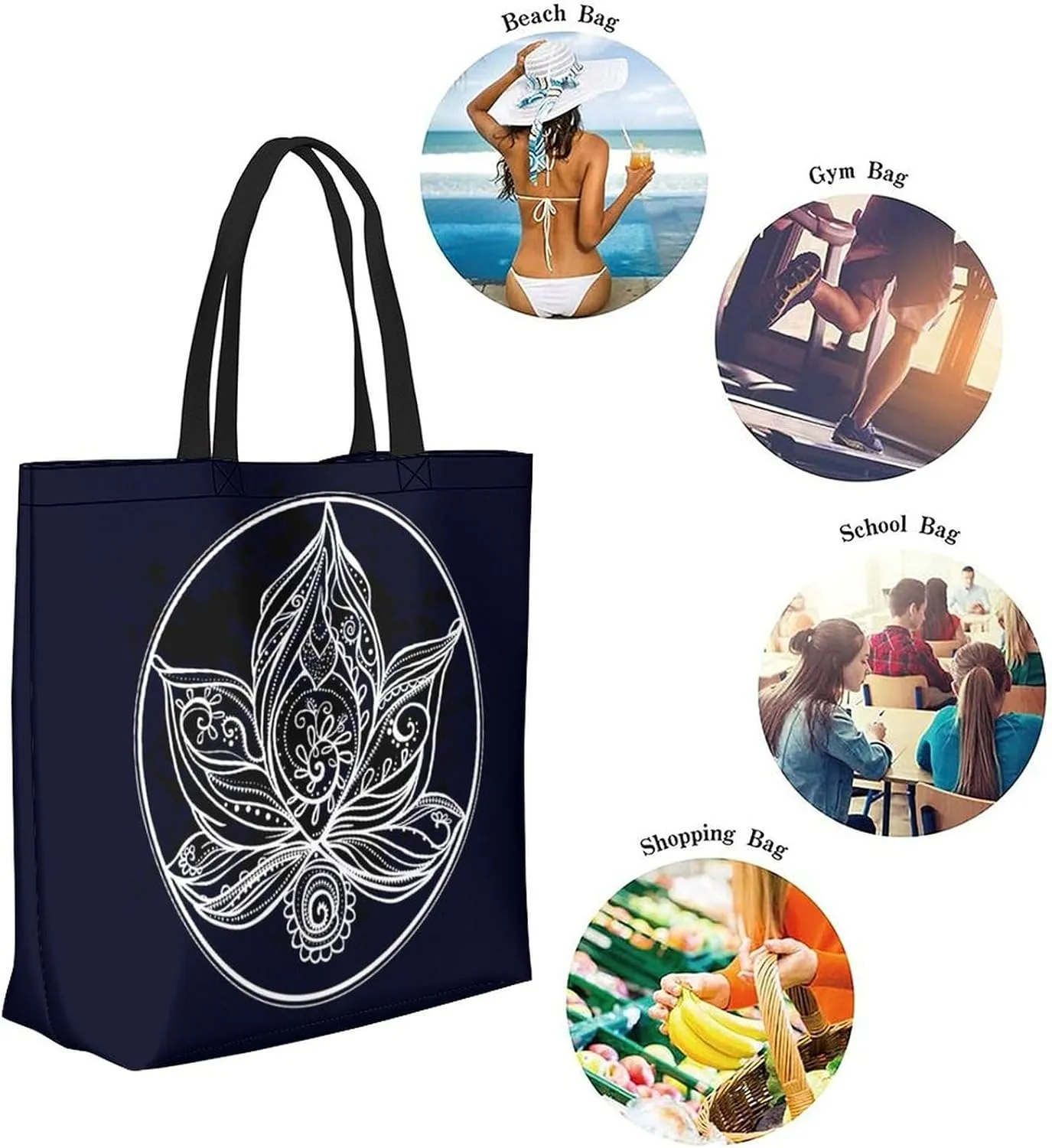 Canvas Tote Bag Large Women Casual Shoulder Bag Handbag Reusable Beach Shopping Grocery Bag For Outdoors