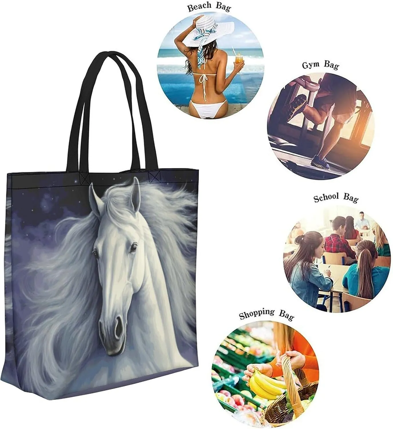 Canvas Tote Bag Large Women Casual Shoulder Bag Handbag Reusable Beach Shopping Grocery Bag For Outdoors
