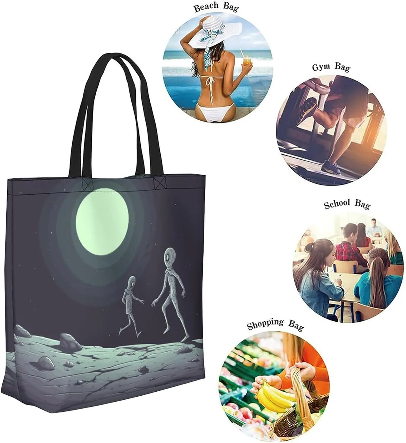 Canvas Tote Bag Large Women Casual Shoulder Bag Handbag Reusable Beach Shopping Grocery Bag For Outdoors