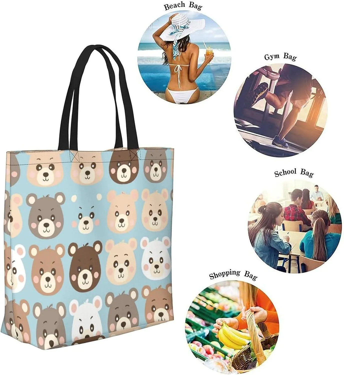 Canvas Tote Bag Large Women Casual Shoulder Bag Handbag Reusable Beach Shopping Grocery Bag For Outdoors