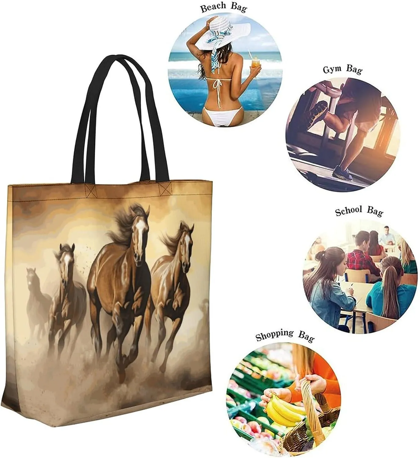 Canvas Tote Bag Large Women Casual Shoulder Bag Handbag Reusable Beach Shopping Grocery Bag For Outdoors