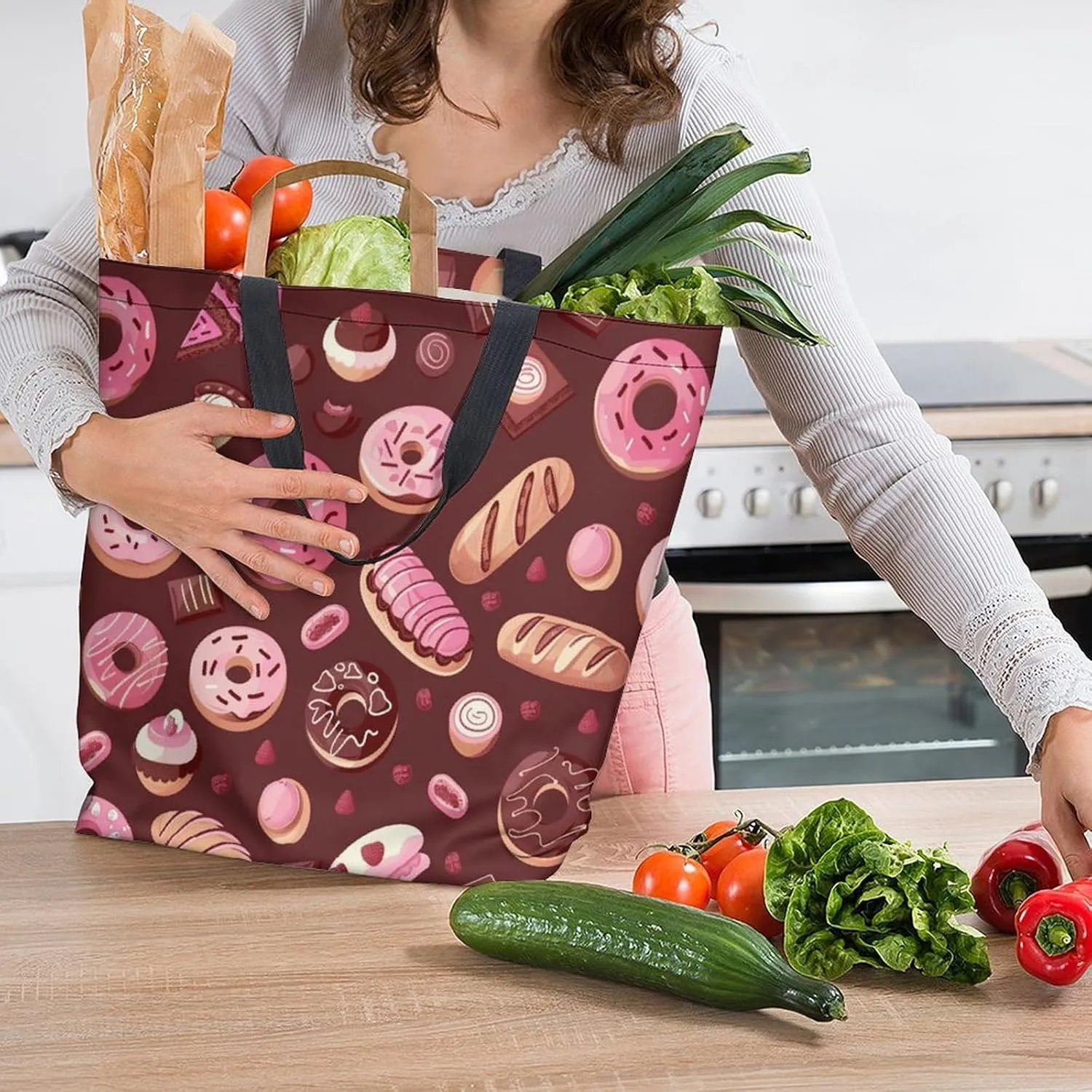 Canvas Tote Bag Large Women Casual Shoulder Bag Handbag Reusable Beach Shopping Grocery Bag For Outdoors