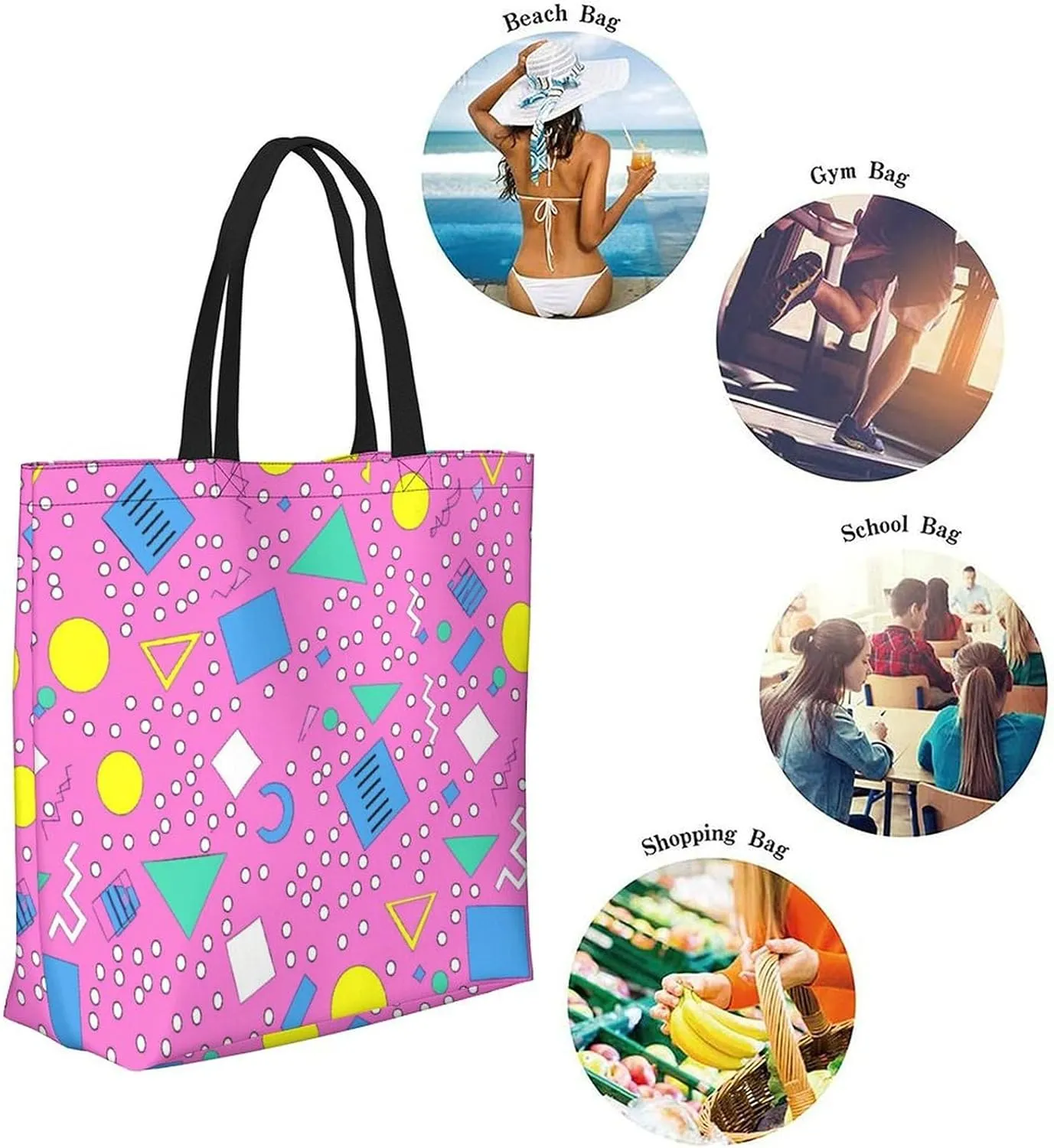 Canvas Tote Bag Large Women Casual Shoulder Bag Handbag Reusable Beach Shopping Grocery Bag For Outdoors