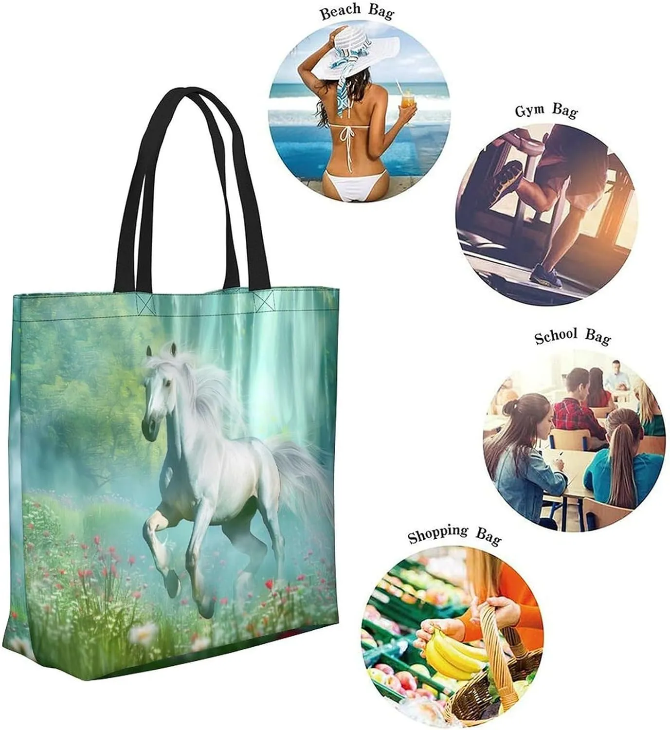 Canvas Tote Bag Large Women Casual Shoulder Bag Handbag Reusable Beach Shopping Grocery Bag For Outdoors