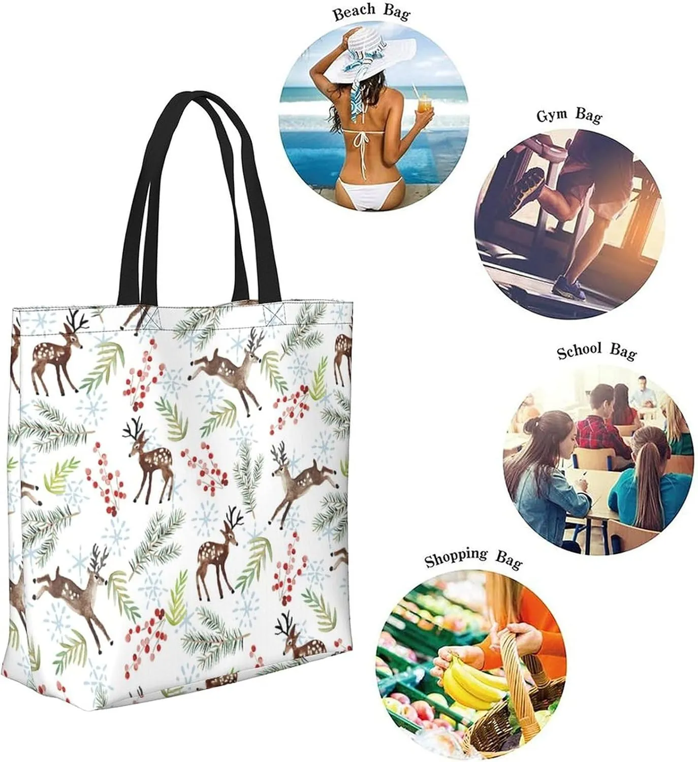 Canvas Tote Bag Large Women Casual Shoulder Bag Handbag Reusable Beach Shopping Grocery Bag For Outdoors