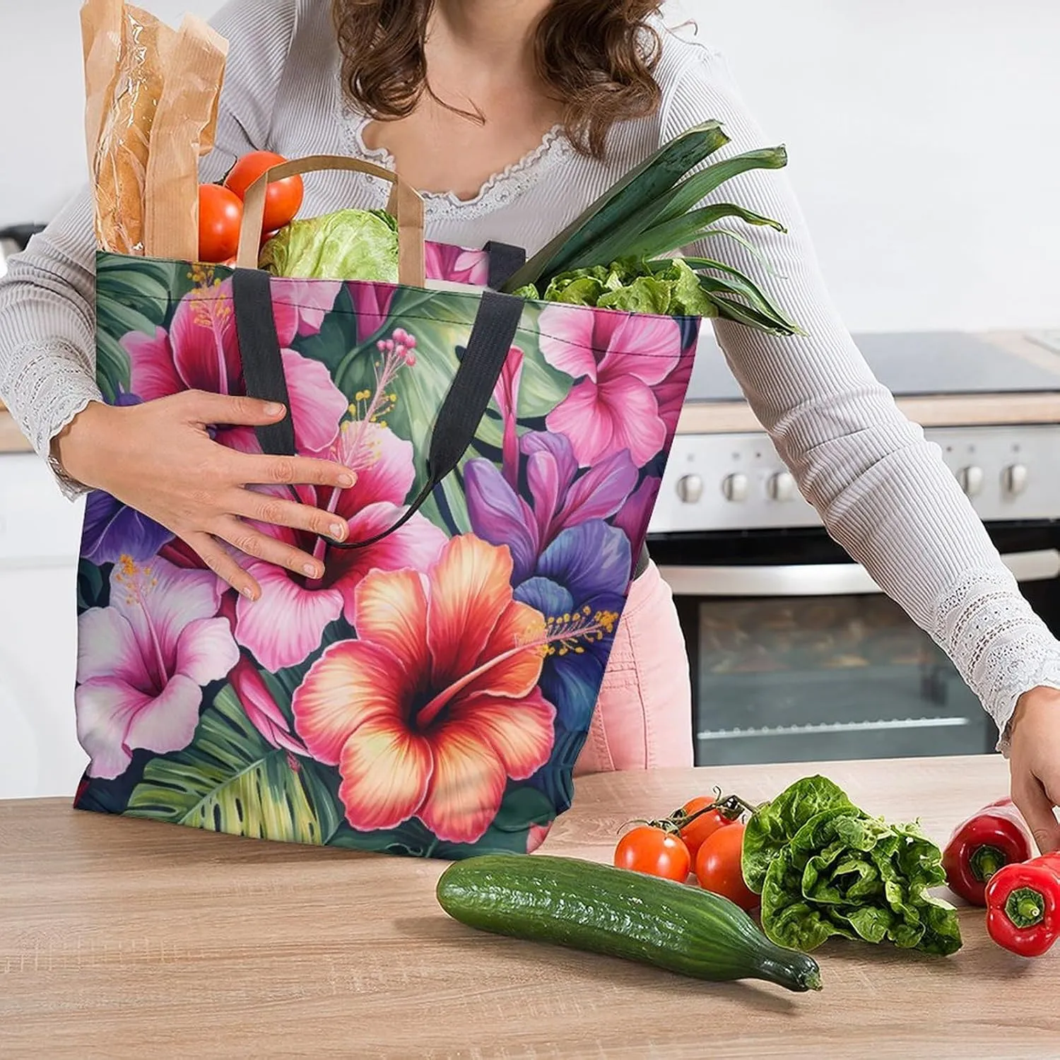 Canvas Tote Bag Large Women Casual Shoulder Bag Handbag Reusable Beach Shopping Grocery Bag For Outdoors