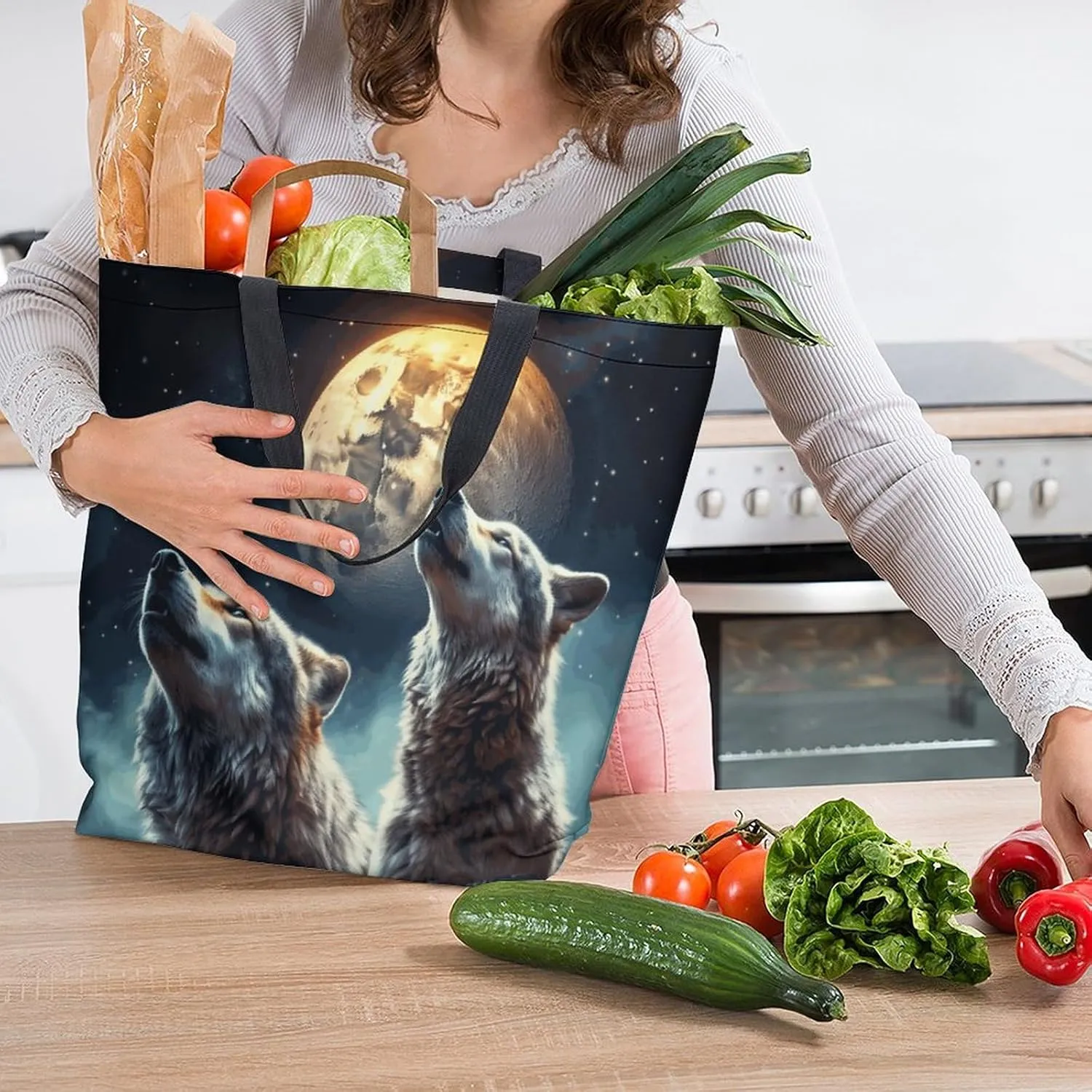 Canvas Tote Bag Large Women Casual Shoulder Bag Handbag Reusable Beach Shopping Grocery Bag For Outdoors