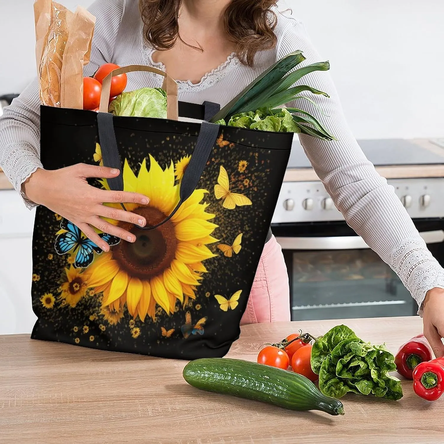 Canvas Tote Bag Large Women Casual Shoulder Bag Handbag Reusable Beach Shopping Grocery Bag For Outdoors