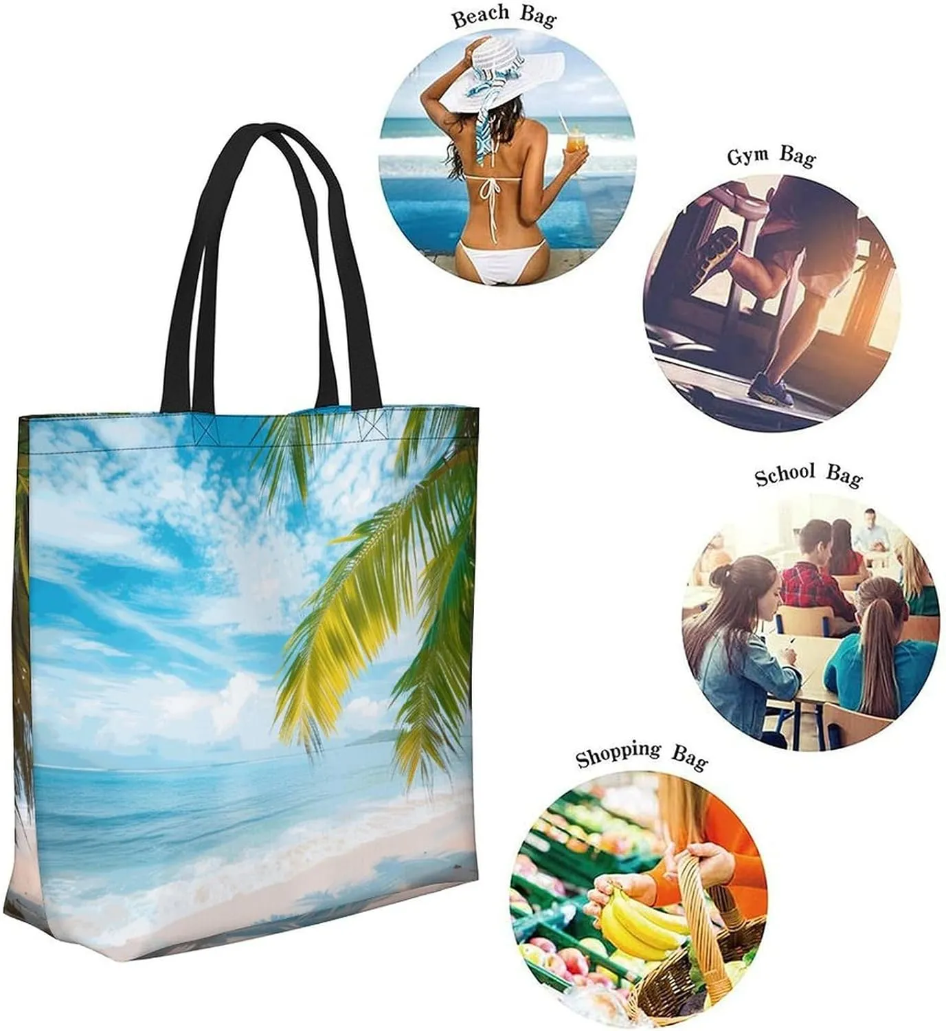 Canvas Tote Bag Large Women Casual Shoulder Bag Handbag Reusable Beach Shopping Grocery Bag For Outdoors