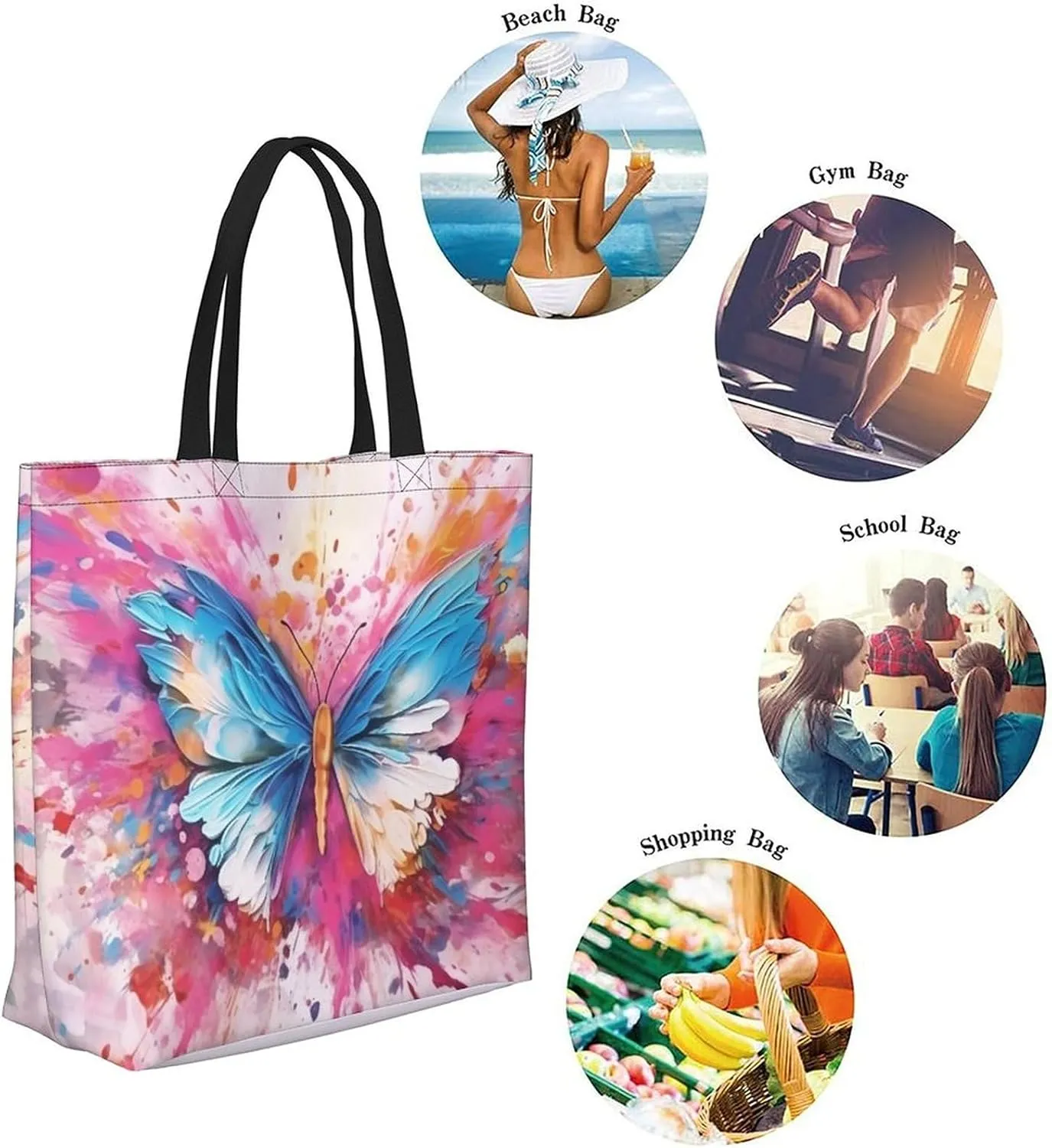 Canvas Tote Bag Large Women Casual Shoulder Bag Handbag Reusable Beach Shopping Grocery Bag For Outdoors