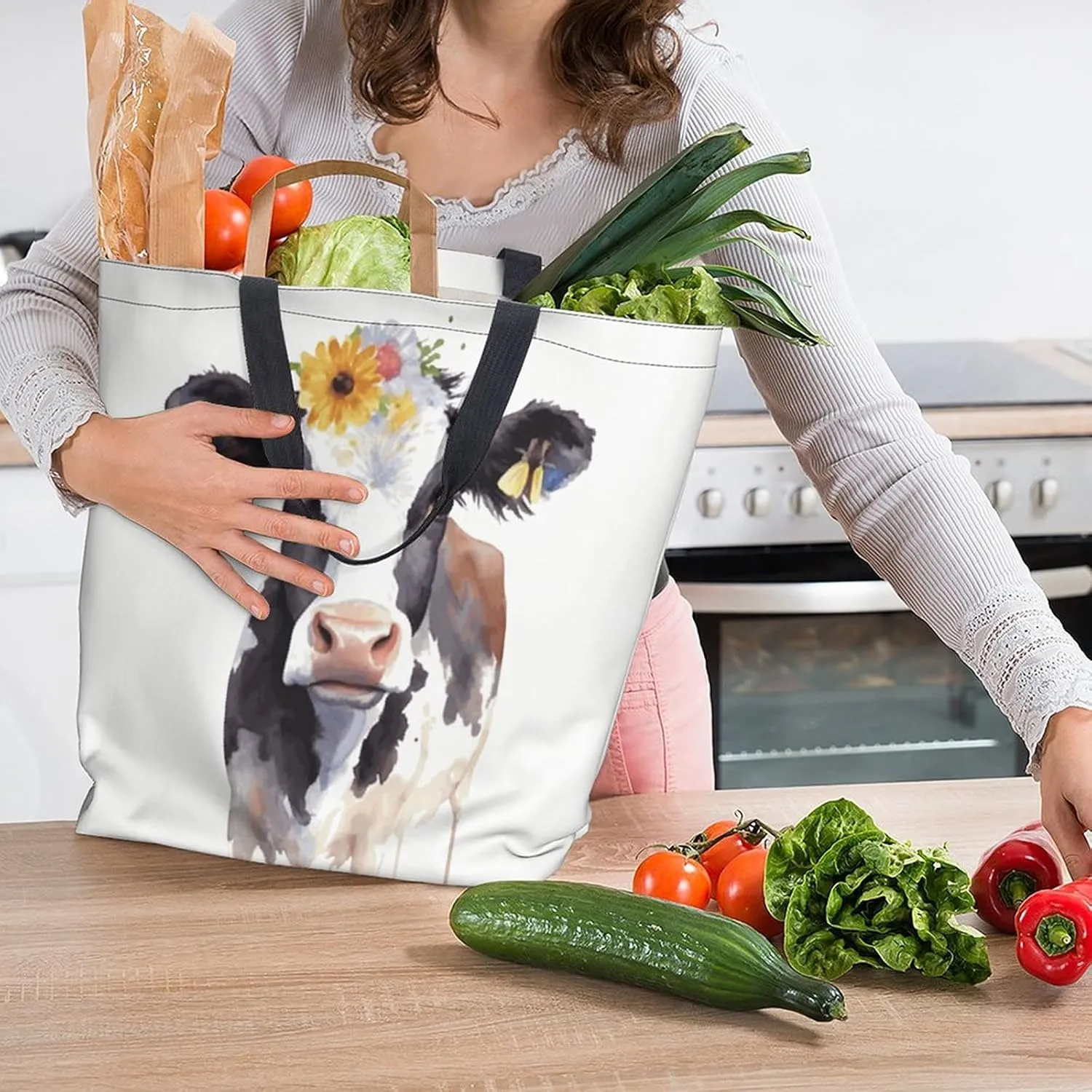 Canvas Tote Bag Large Women Casual Shoulder Bag Handbag Reusable Beach Shopping Grocery Bag For Outdoors