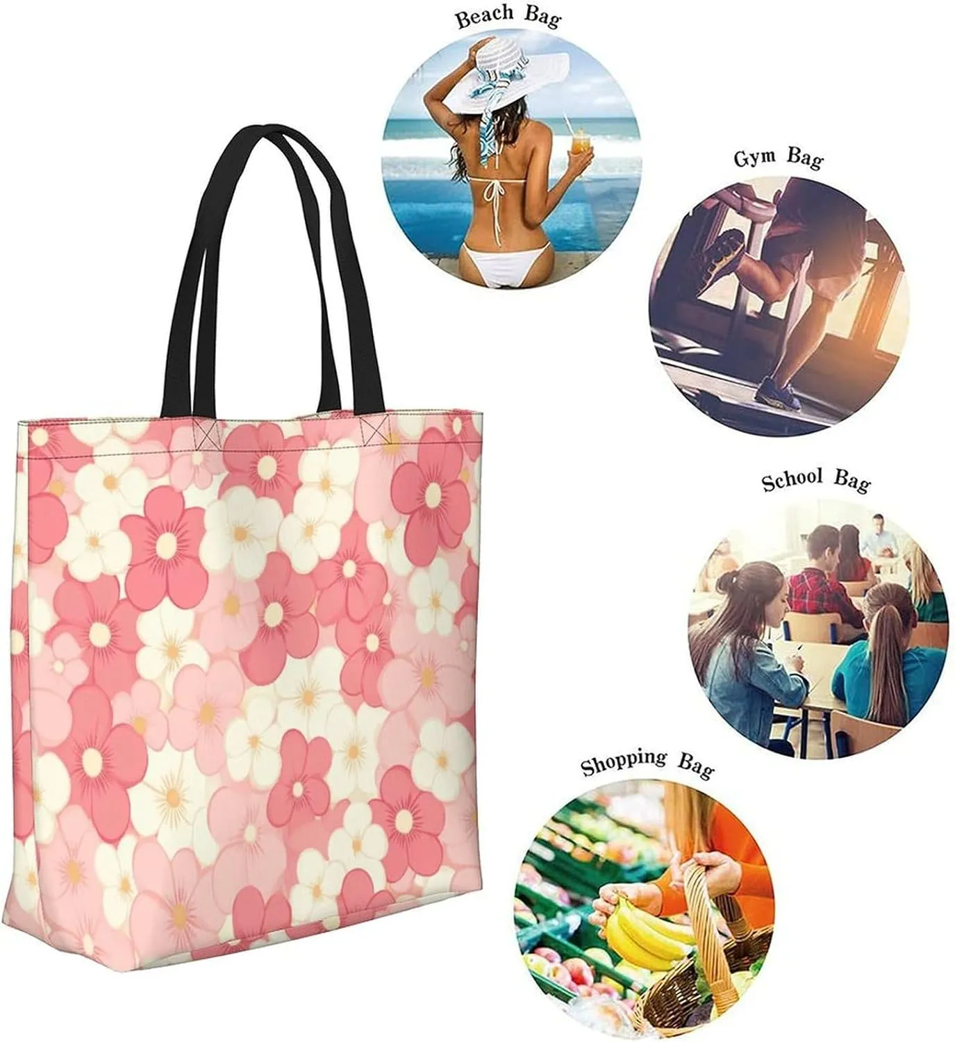 Canvas Tote Bag Large Women Casual Shoulder Bag Handbag Reusable Beach Shopping Grocery Bag For Outdoors