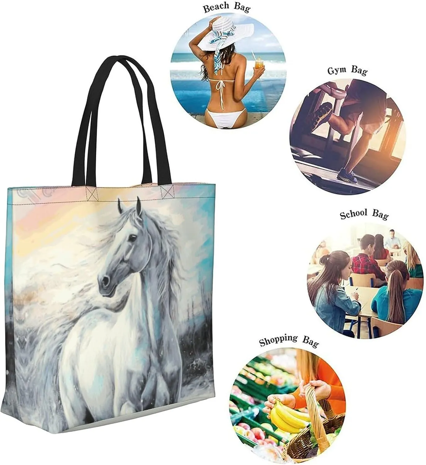 Canvas Tote Bag Large Women Casual Shoulder Bag Handbag Reusable Beach Shopping Grocery Bag For Outdoors