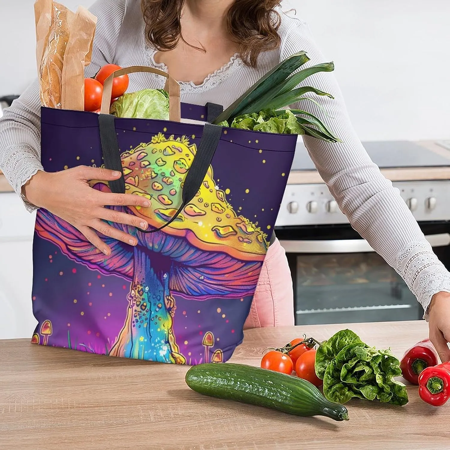 Canvas Tote Bag Large Women Casual Shoulder Bag Handbag Reusable Beach Shopping Grocery Bag For Outdoors