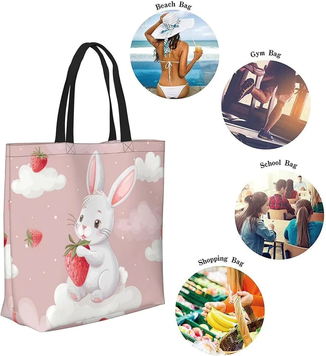 Canvas Tote Bag Large Women Casual Shoulder Bag Handbag Reusable Beach Shopping Grocery Bag For Outdoors