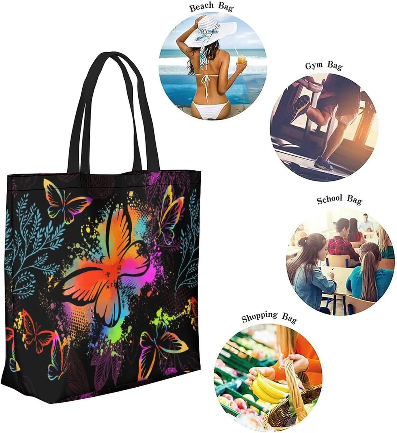 Canvas Tote Bag Large Women Casual Shoulder Bag Handbag Reusable Beach Shopping Grocery Bag For Outdoors
