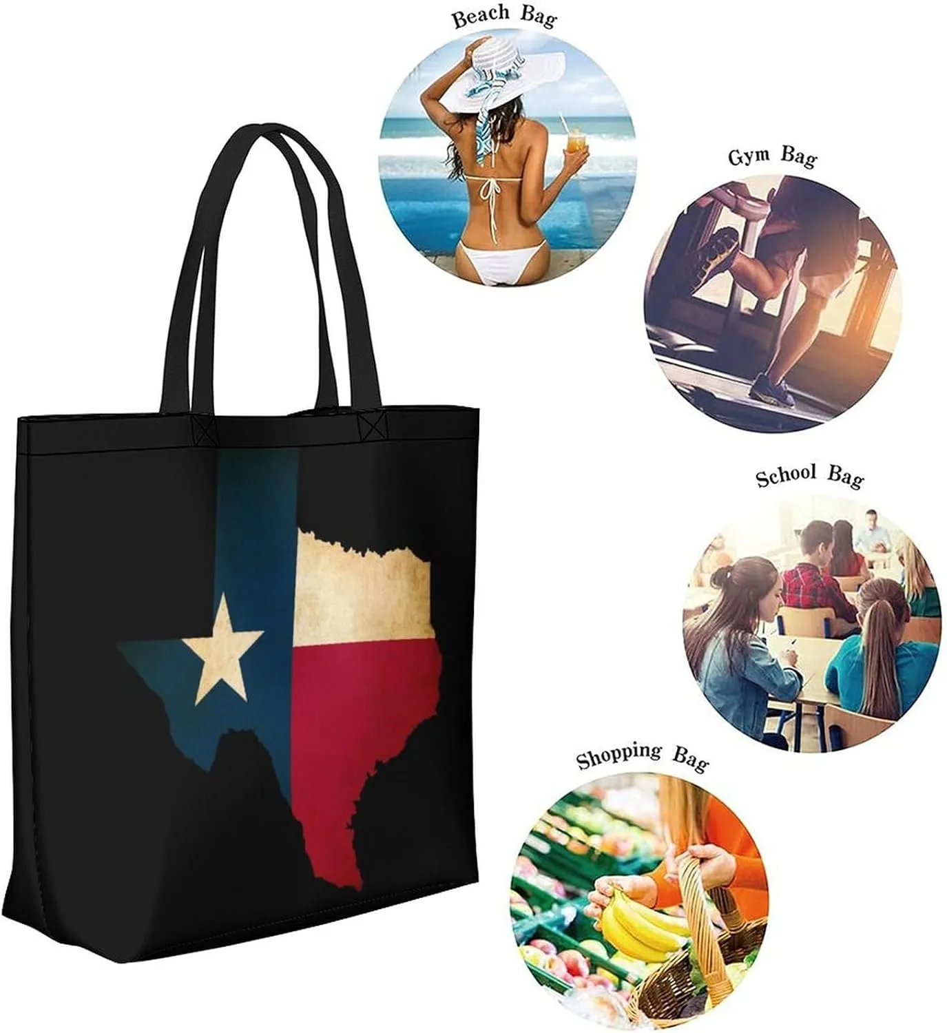 Canvas Tote Bag Large Women Casual Shoulder Bag Handbag Reusable Beach Shopping Grocery Bag For Outdoors