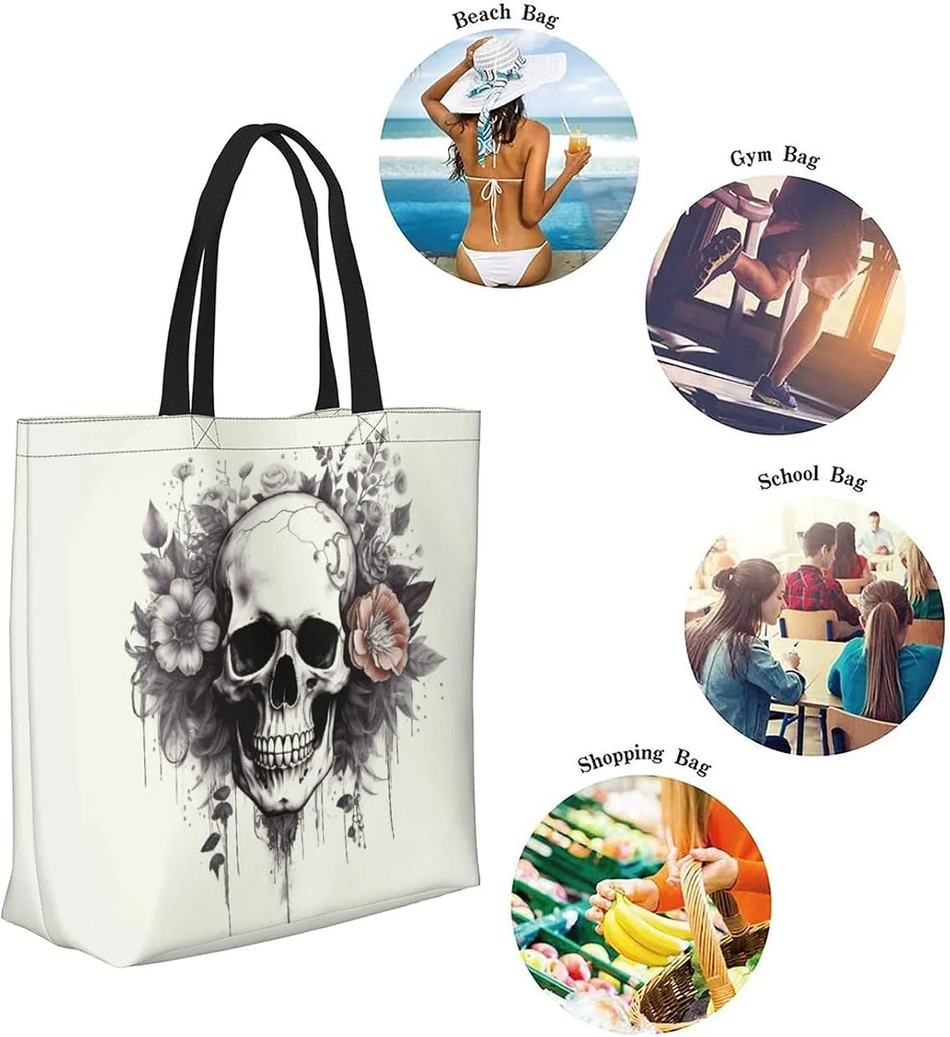 Canvas Tote Bag Large Women Casual Shoulder Bag Handbag Reusable Beach Shopping Grocery Bag For Outdoors