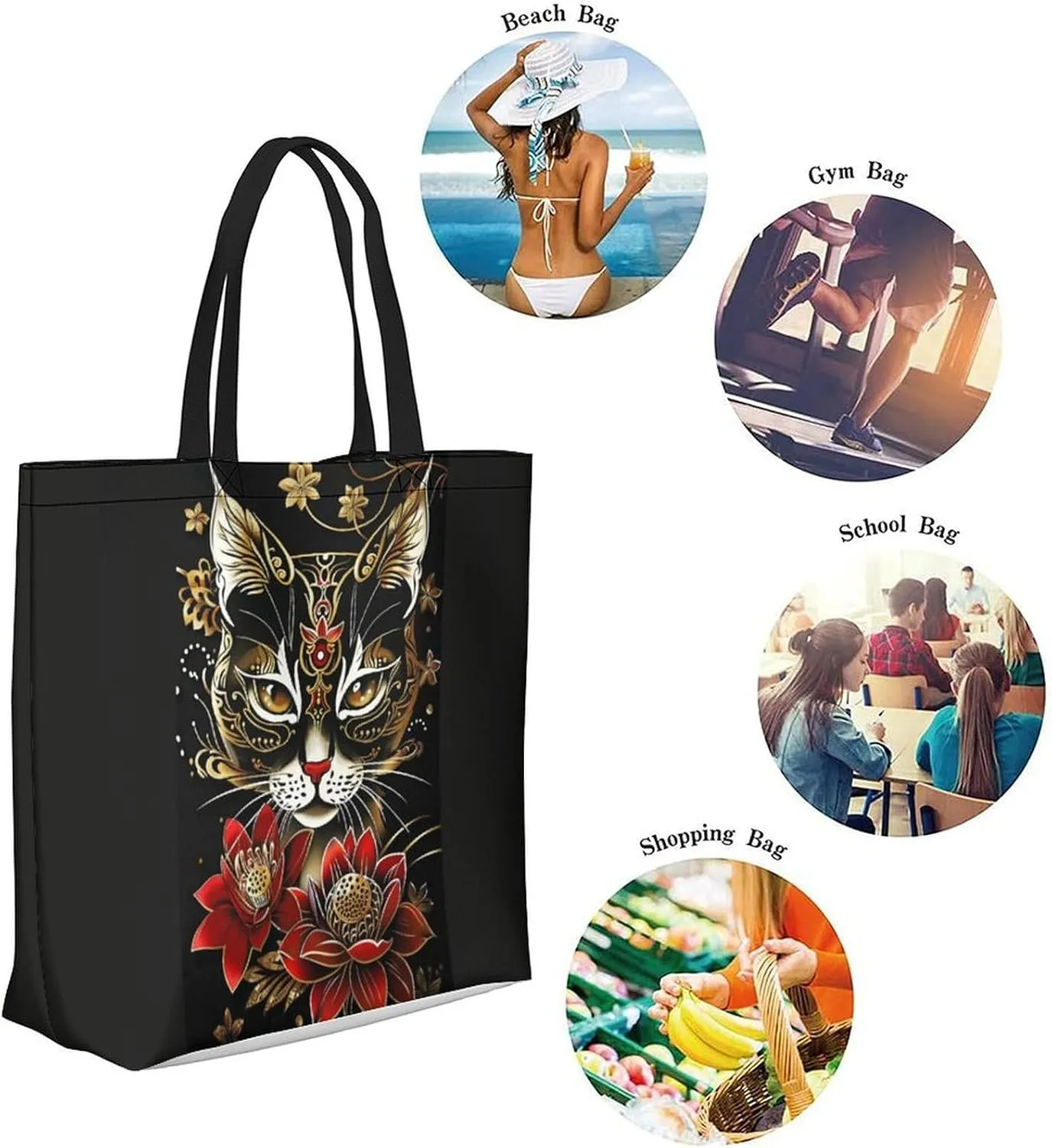 Canvas Tote Bag Large Women Casual Shoulder Bag Handbag Reusable Beach Shopping Grocery Bag For Outdoors