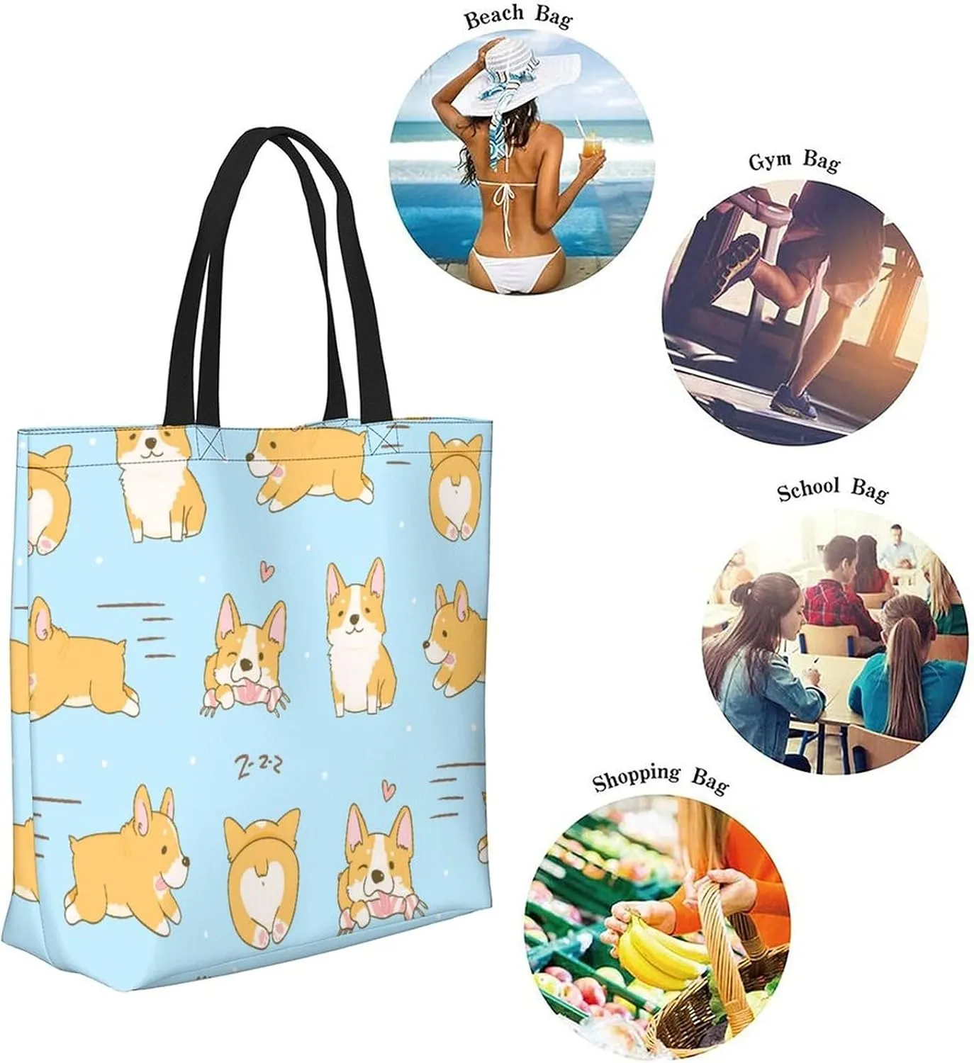 Canvas Tote Bag Large Women Casual Shoulder Bag Handbag Reusable Beach Shopping Grocery Bag For Outdoors