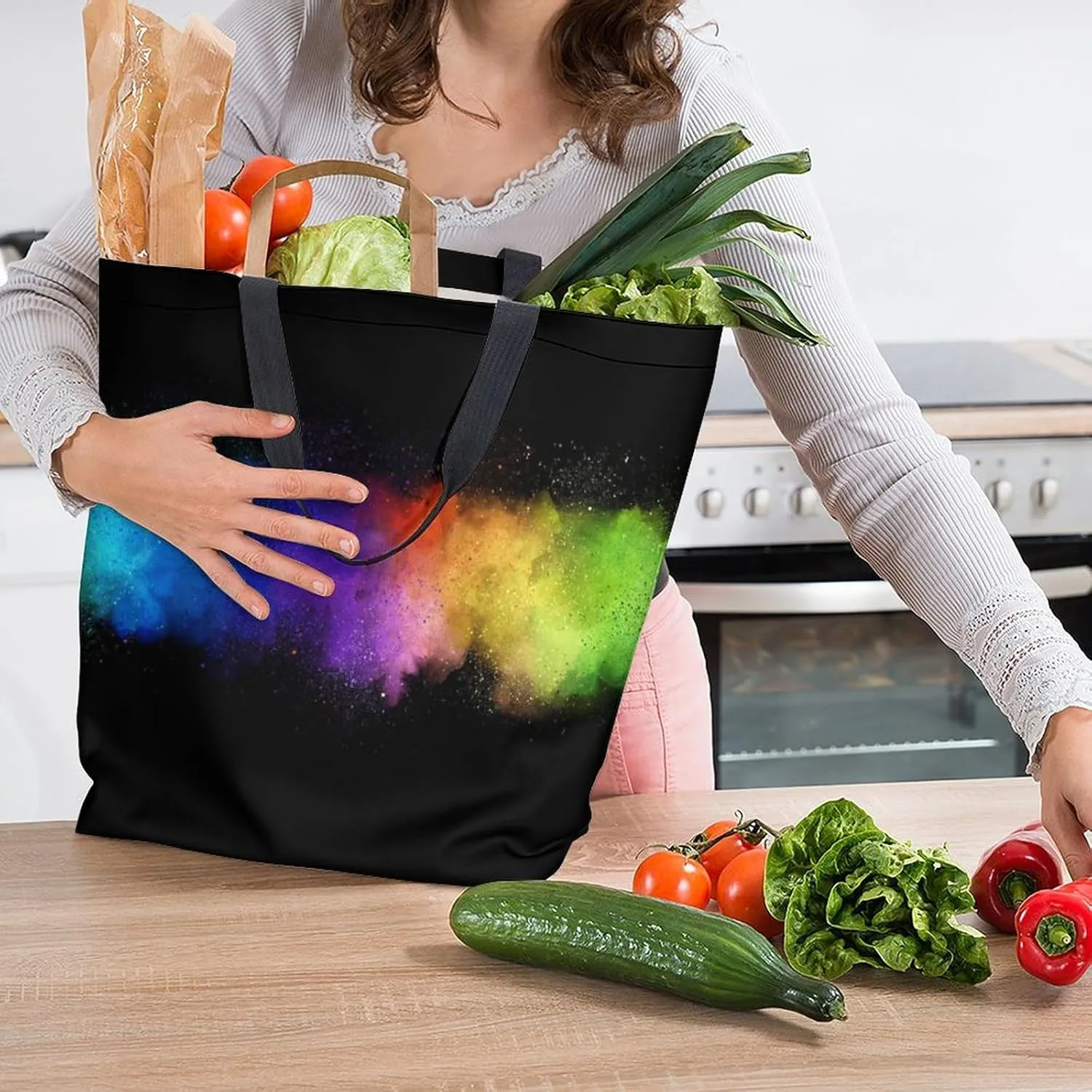 Canvas Tote Bag Large Women Casual Shoulder Bag Handbag Reusable Beach Shopping Grocery Bag For Outdoors