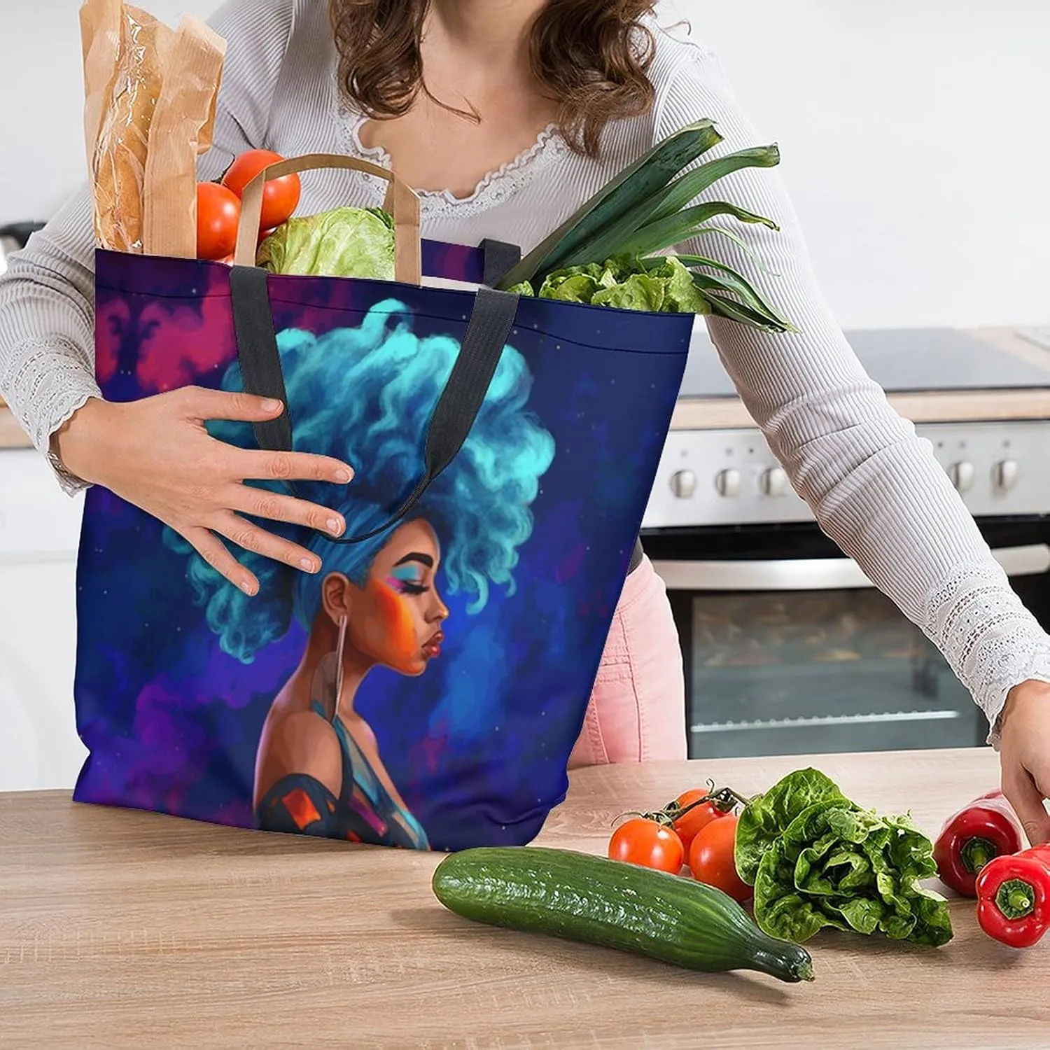 Canvas Tote Bag Large Women Casual Shoulder Bag Handbag Reusable Beach Shopping Grocery Bag For Outdoors