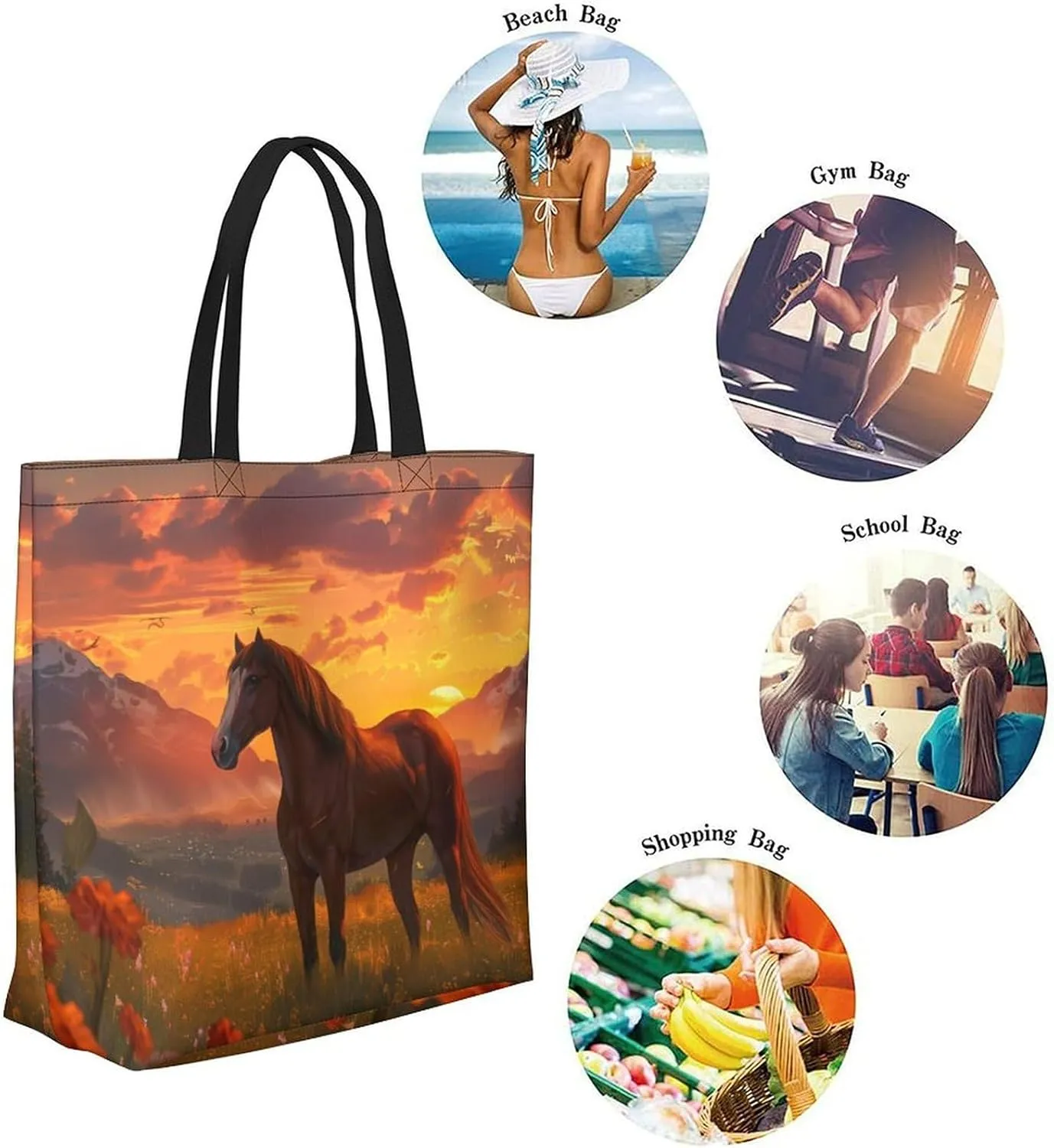 Canvas Tote Bag Large Women Casual Shoulder Bag Handbag Reusable Beach Shopping Grocery Bag For Outdoors