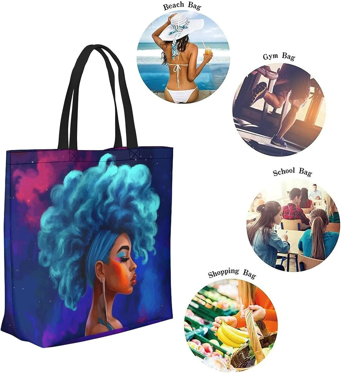Canvas Tote Bag Large Women Casual Shoulder Bag Handbag Reusable Beach Shopping Grocery Bag For Outdoors