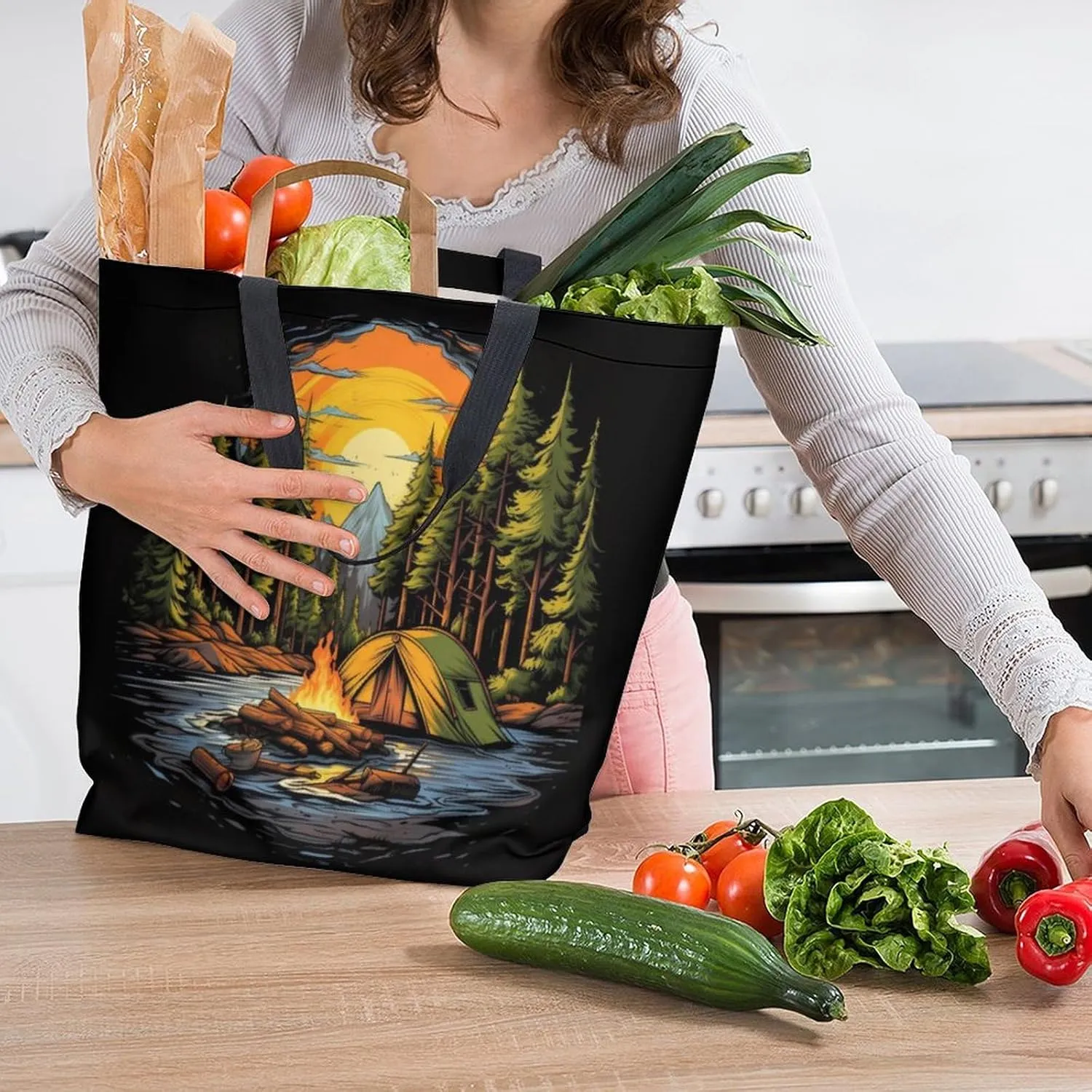 Canvas Tote Bag Large Women Casual Shoulder Bag Handbag Reusable Beach Shopping Grocery Bag For Outdoors